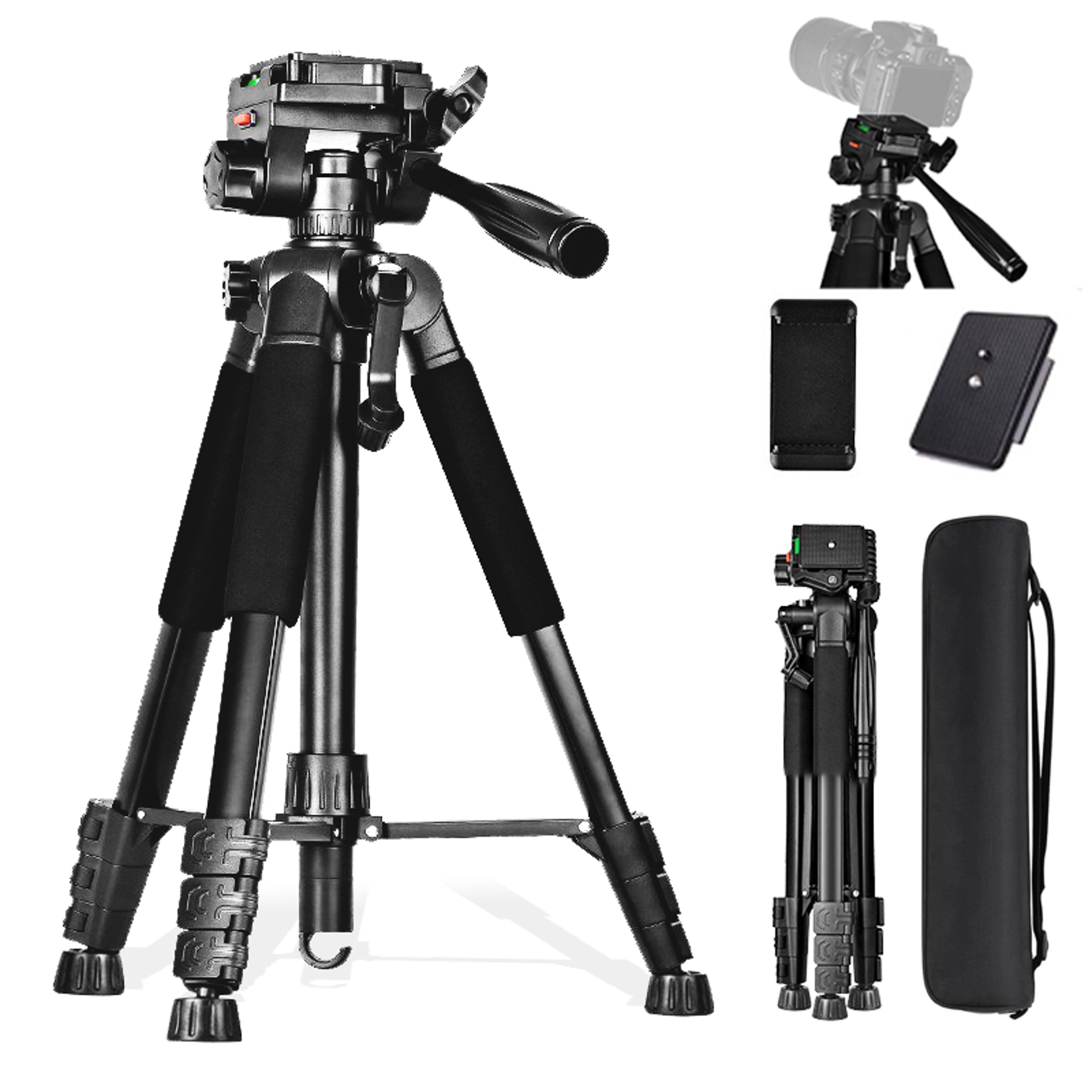 camera tripod heavy duty stand with phone mount for video recording & photography
