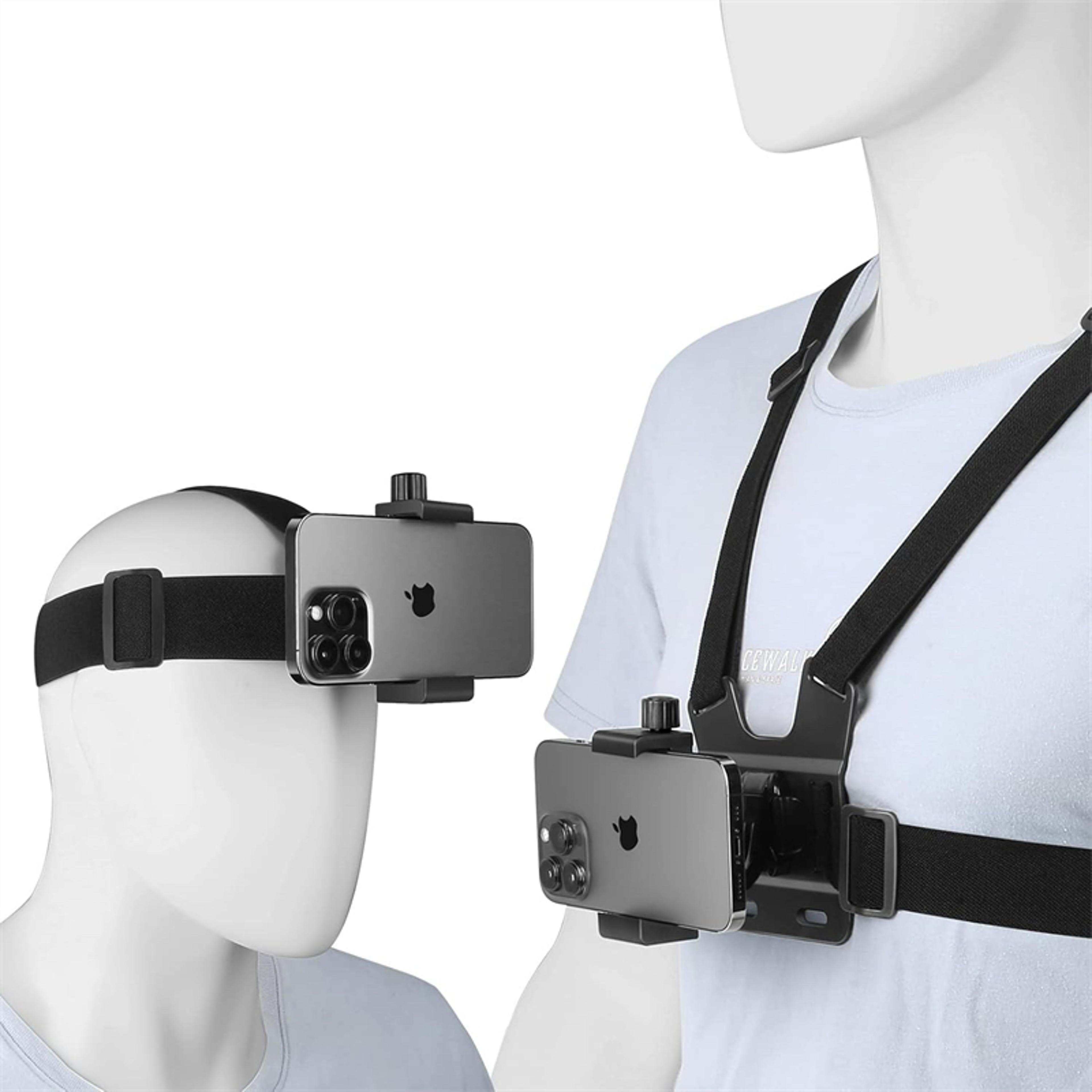 phone chest mount & head strap kit for smartphones gopro & pov vlogging