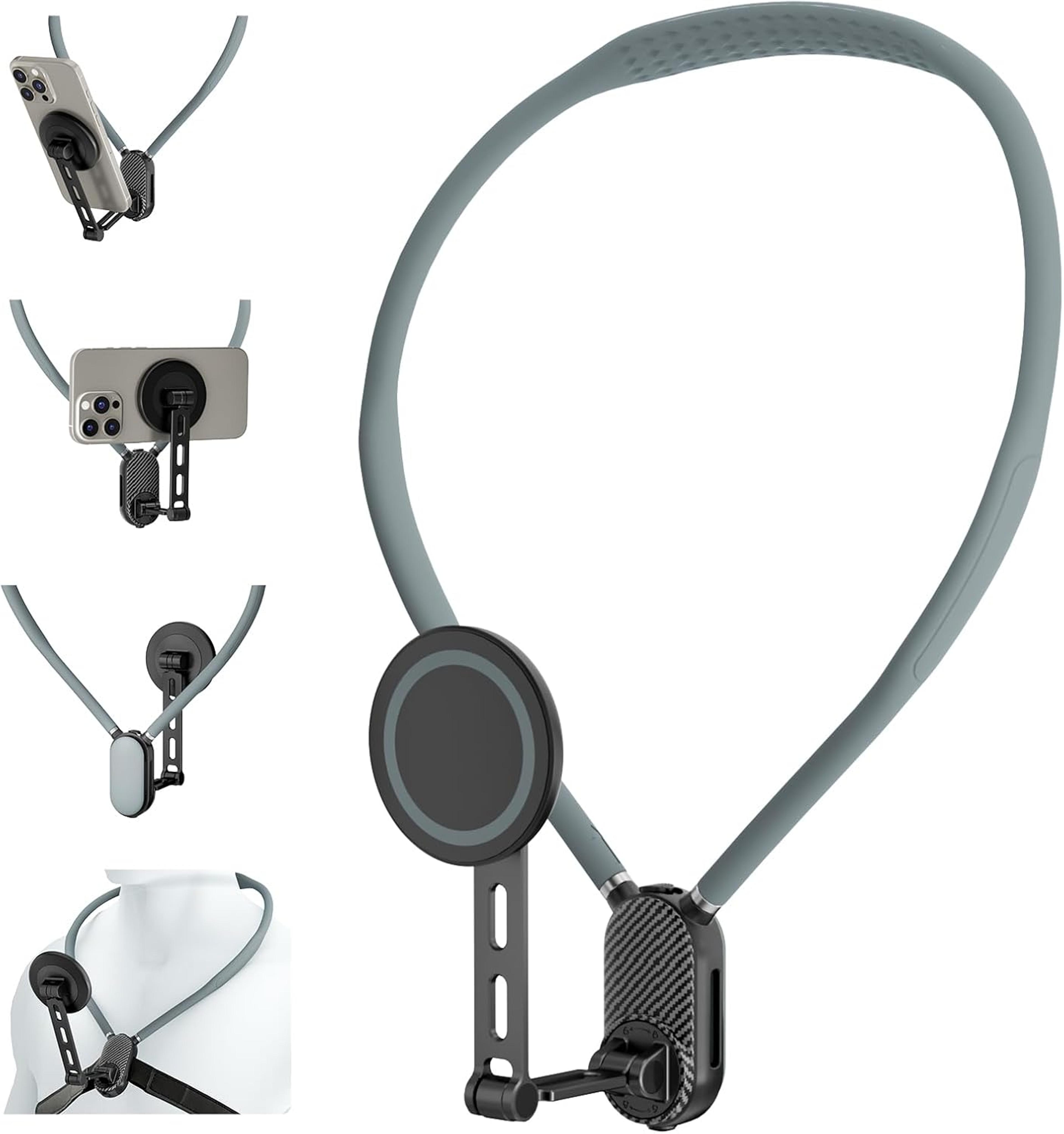 magnetic neck phone holder for hands free pov recording and content creation