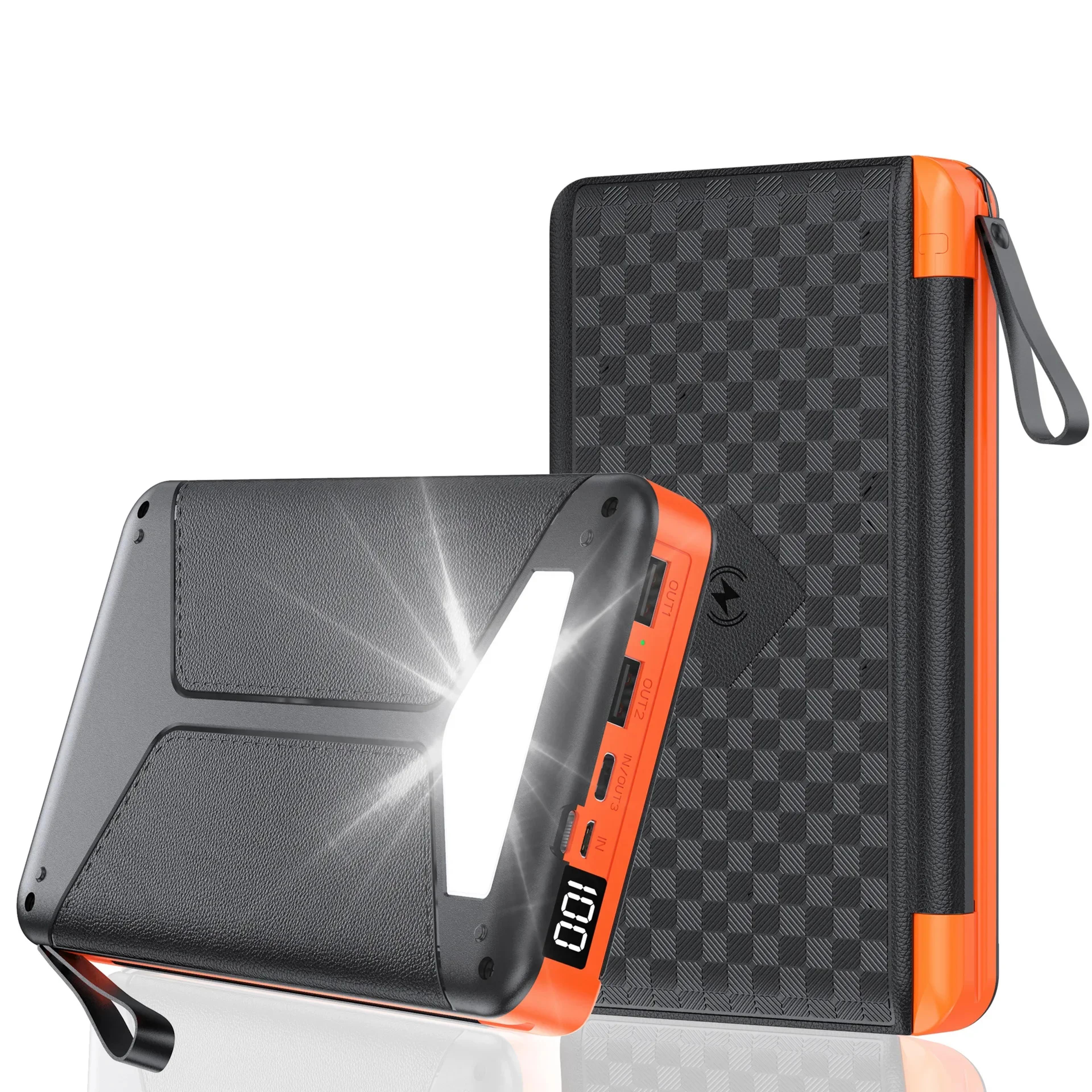 solar power bank wireless portable charger for outdoor travel and emergency backups