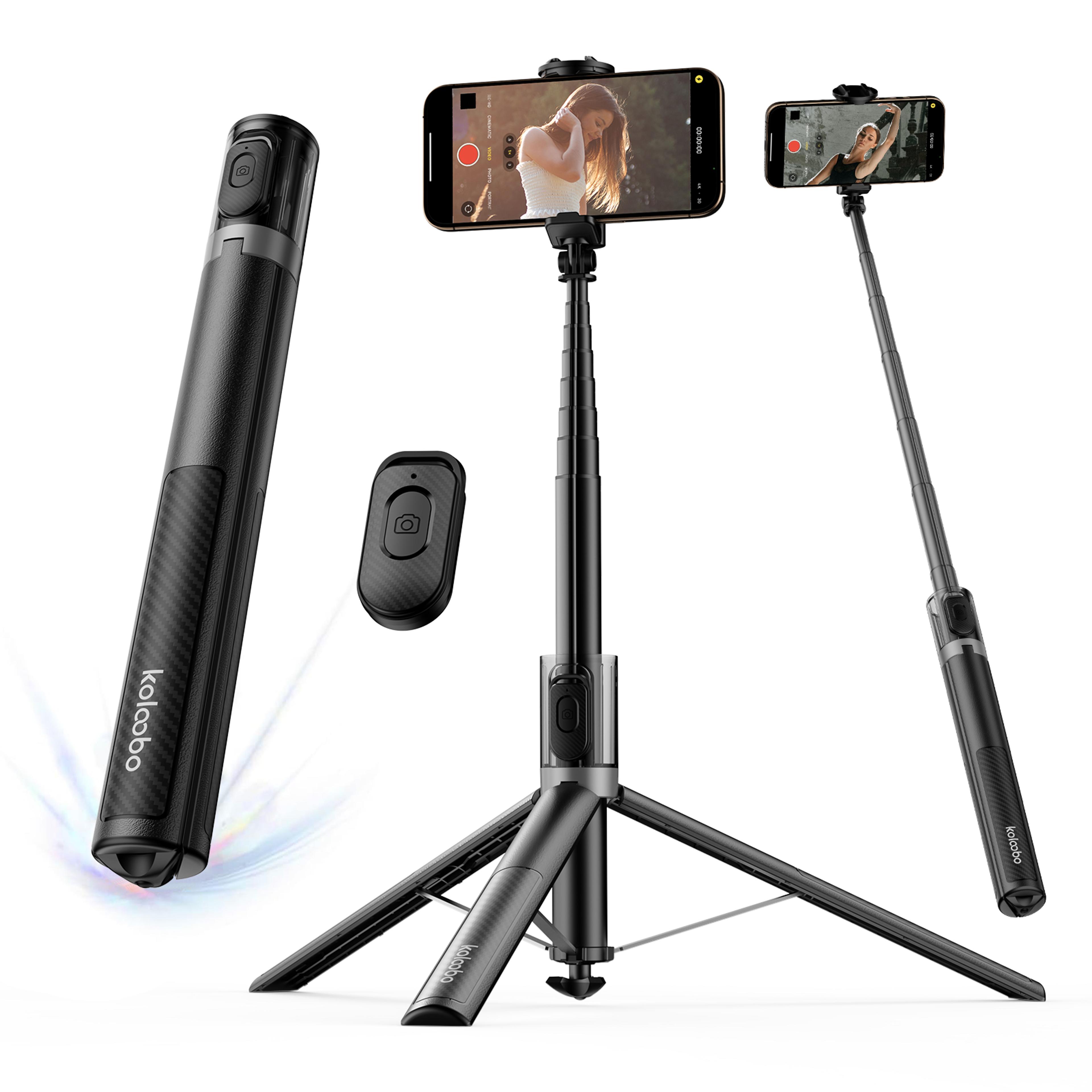 selfie stick tripod with bluetooth remote and phone holder for vlogging & live streaming