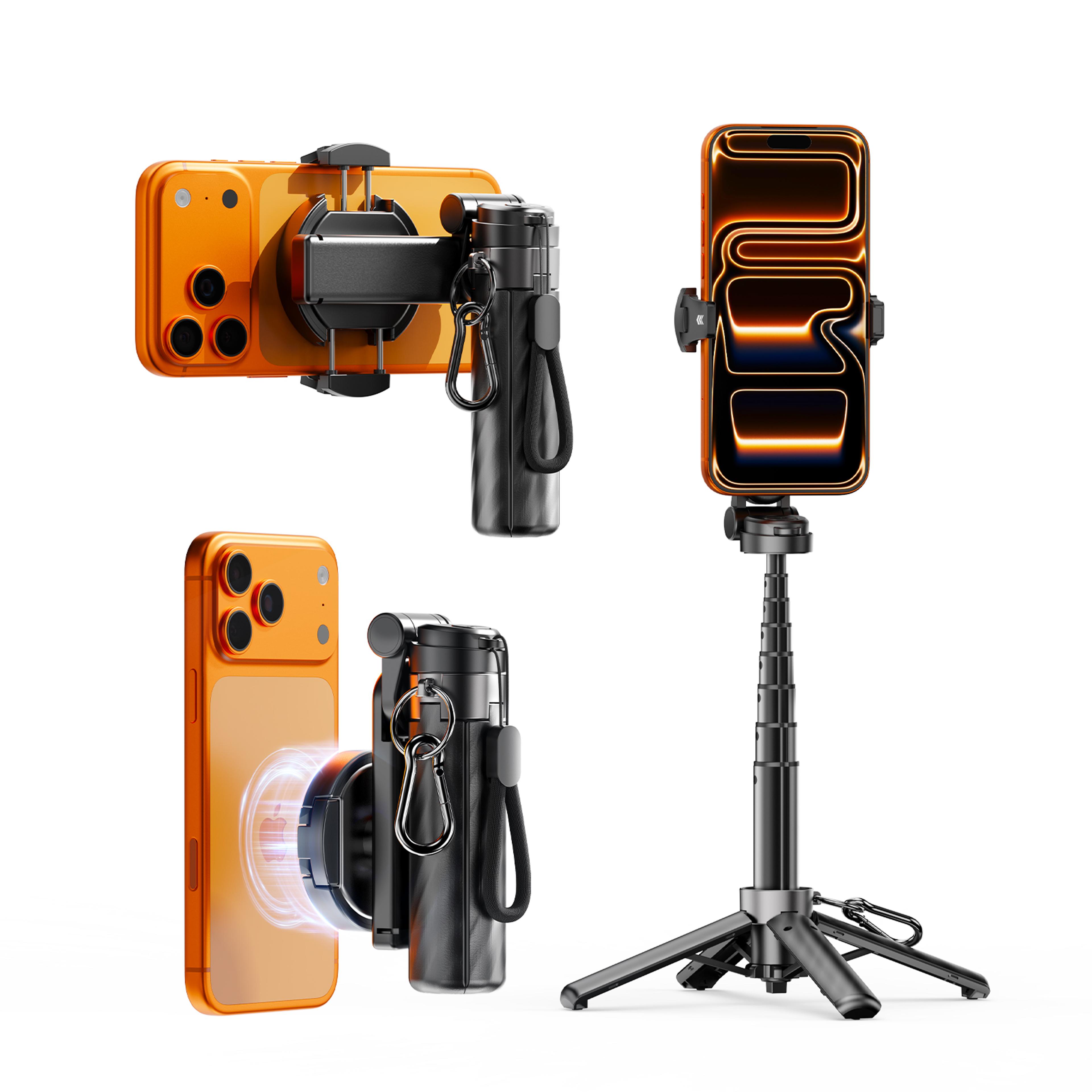magsnap magnetic selfie stick tripod with bluetooth remote and phone holder