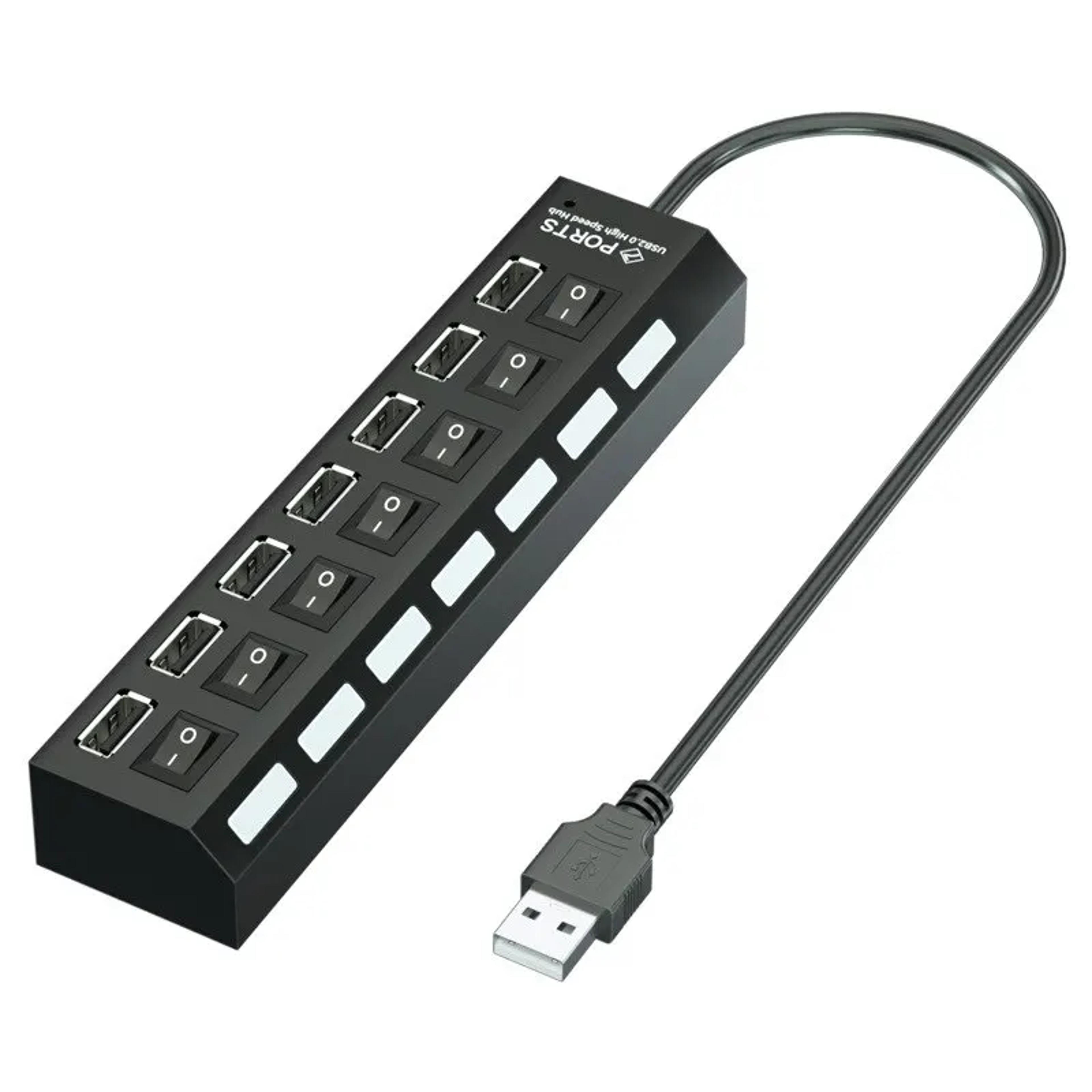port usb hub with individual power switches for pc laptop & macbook