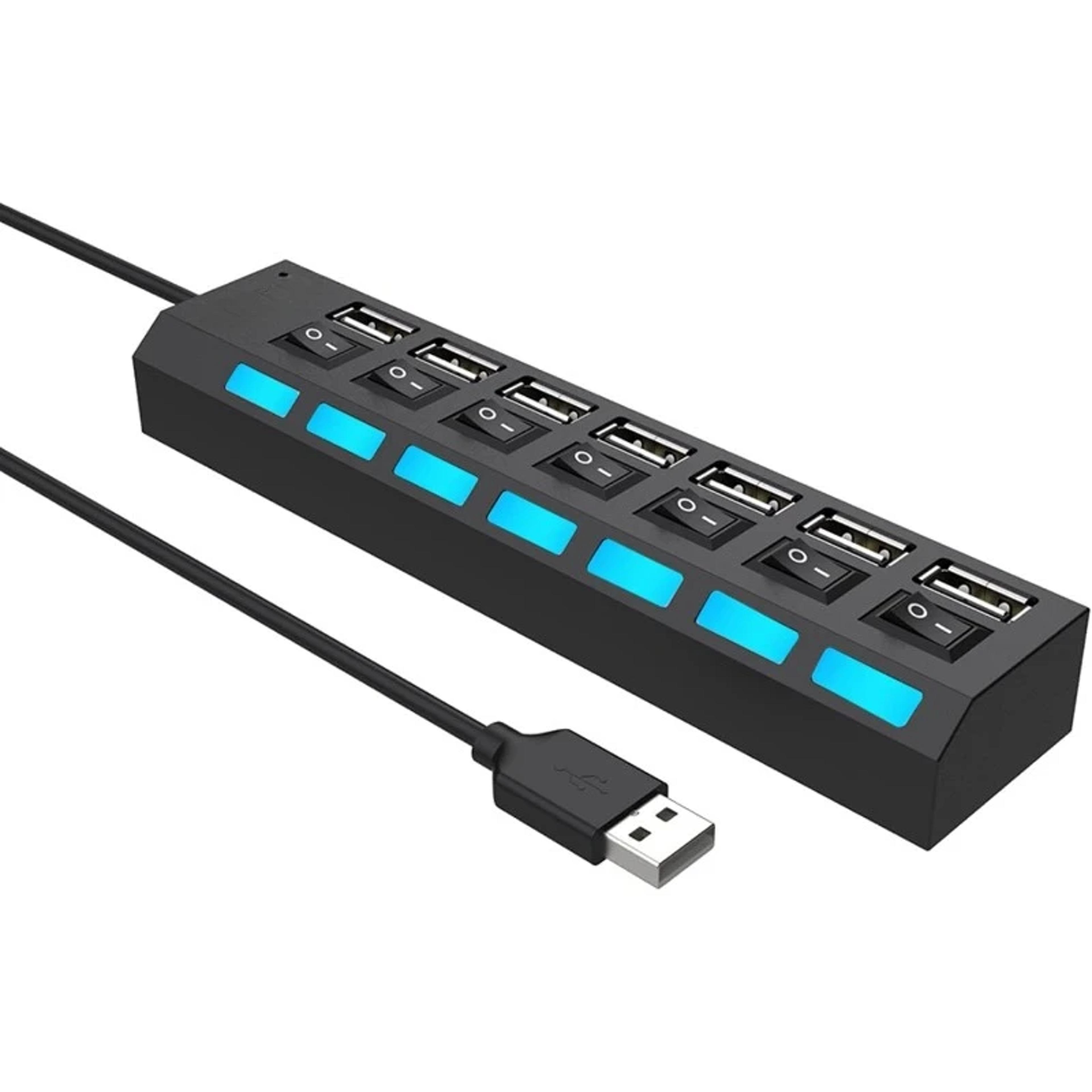portable port usb hub with individual power switches for pc and laptop