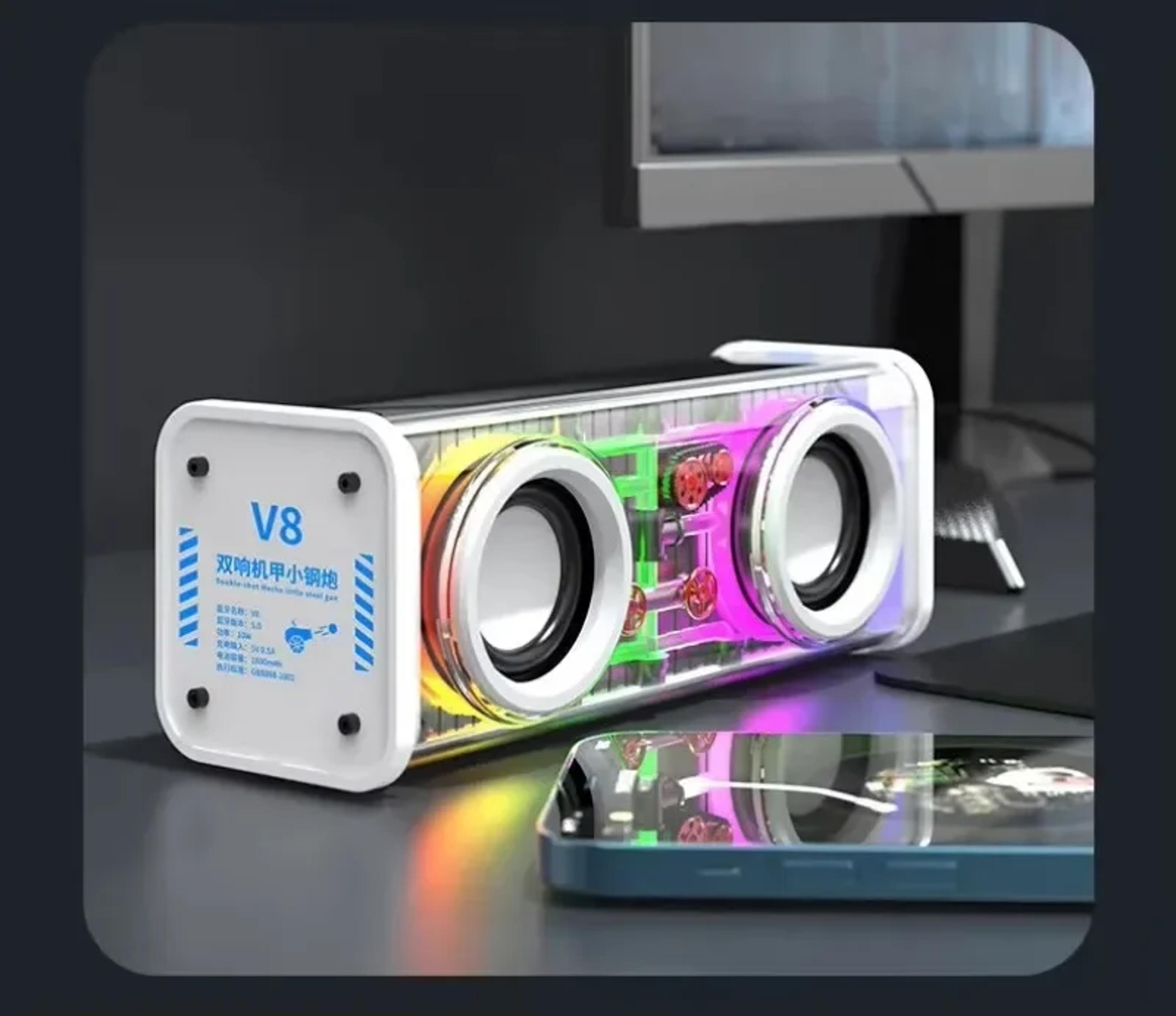 bluetooth speaker with rgb lights portable wireless tws bass speaker