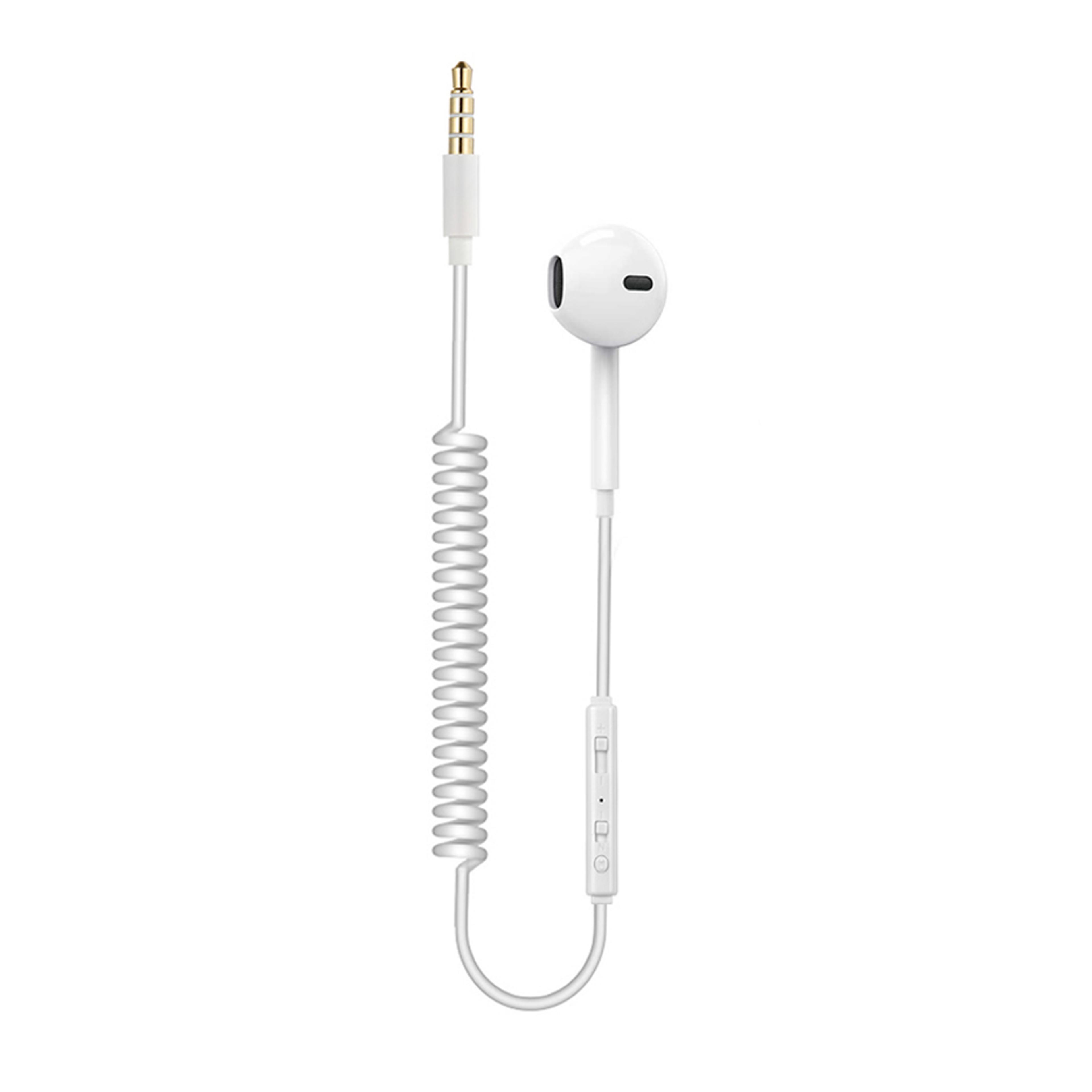 single ear wired earphones with heavy bass spring cable in ear headset