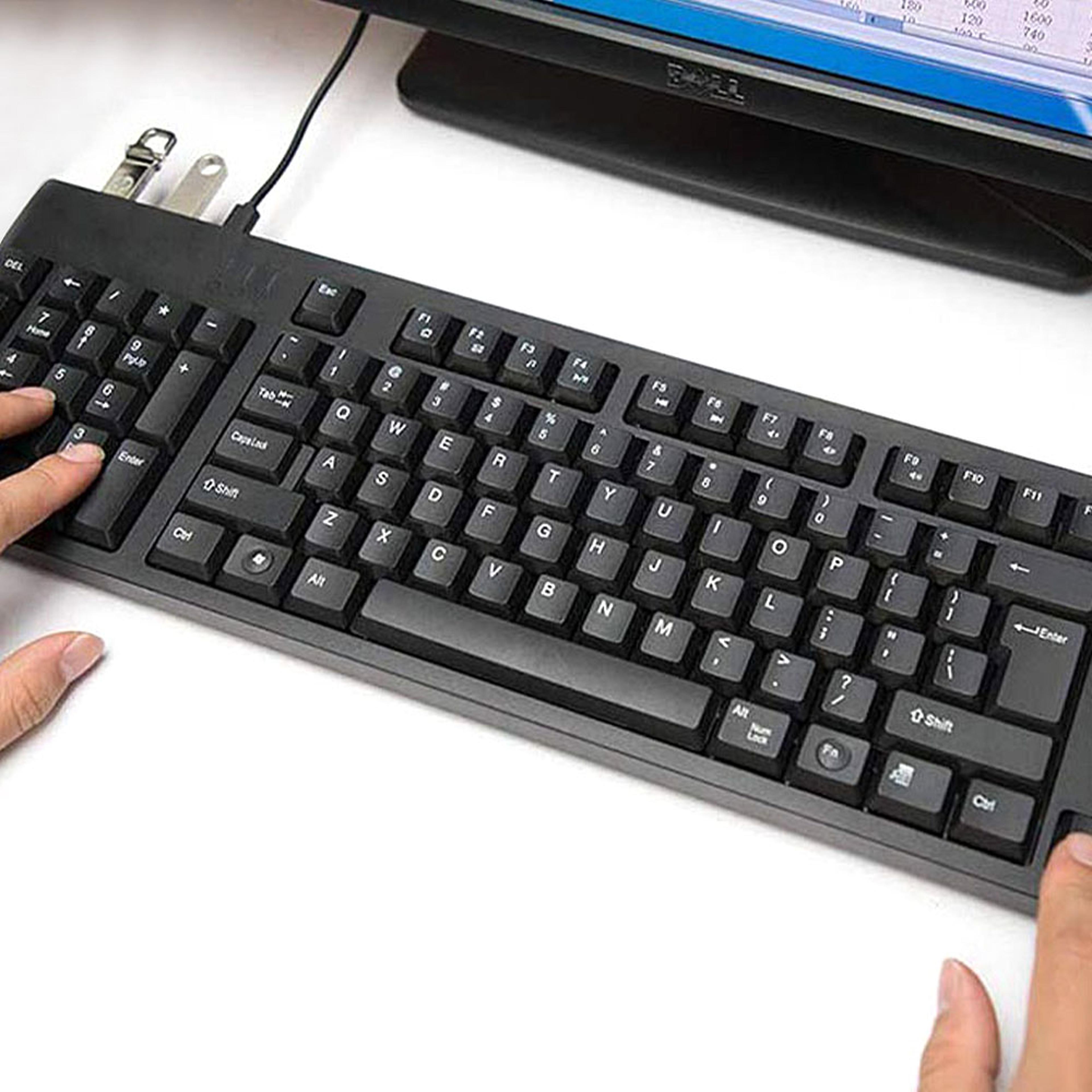 mechanical gaming keyboard with dual usb hub ergonomic wired keyboard for pc & laptop