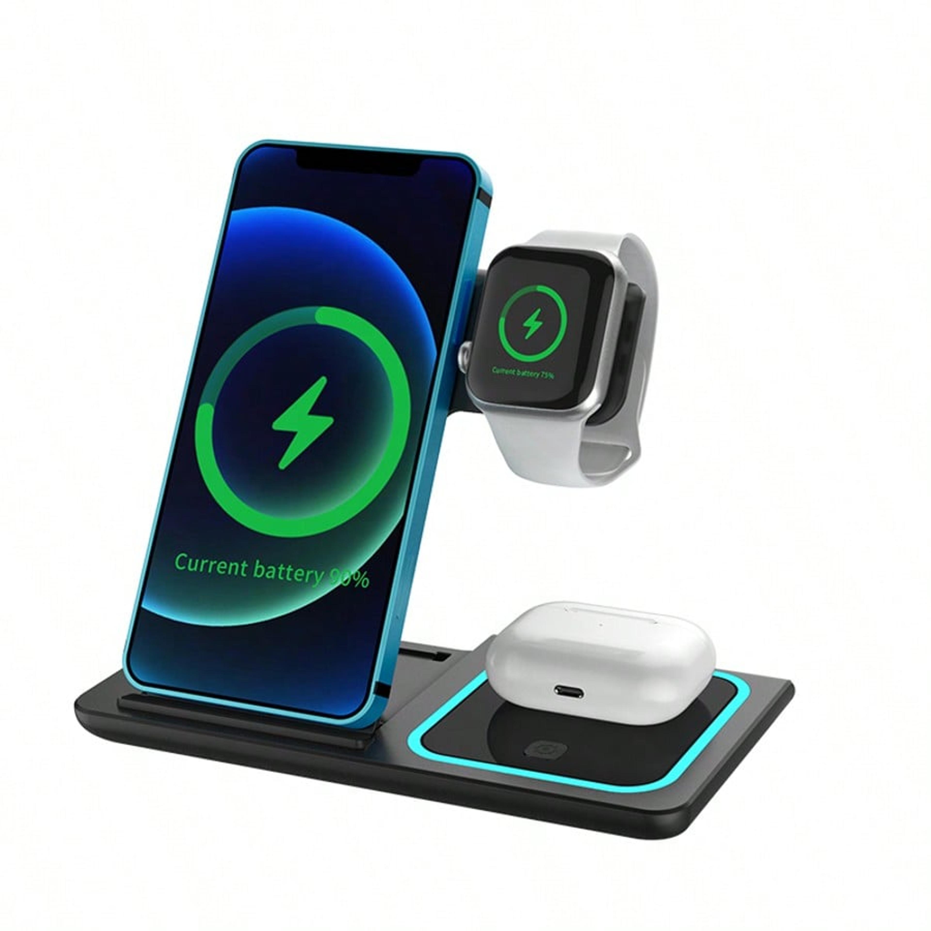 wireless charging station with phone stand for iphone apple watch and airpods
