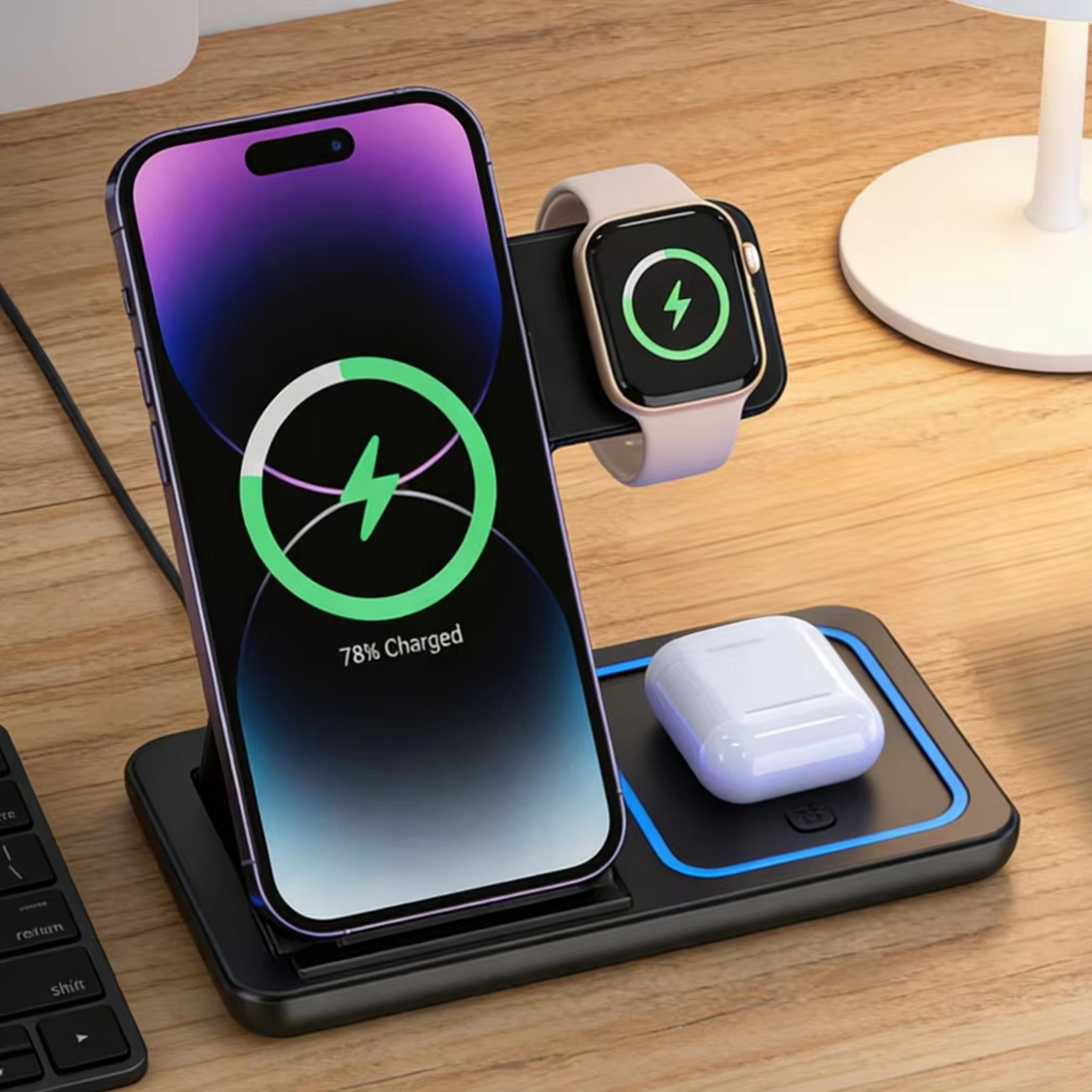 foldcharge pro wireless charging station for iphone apple watch and airpods