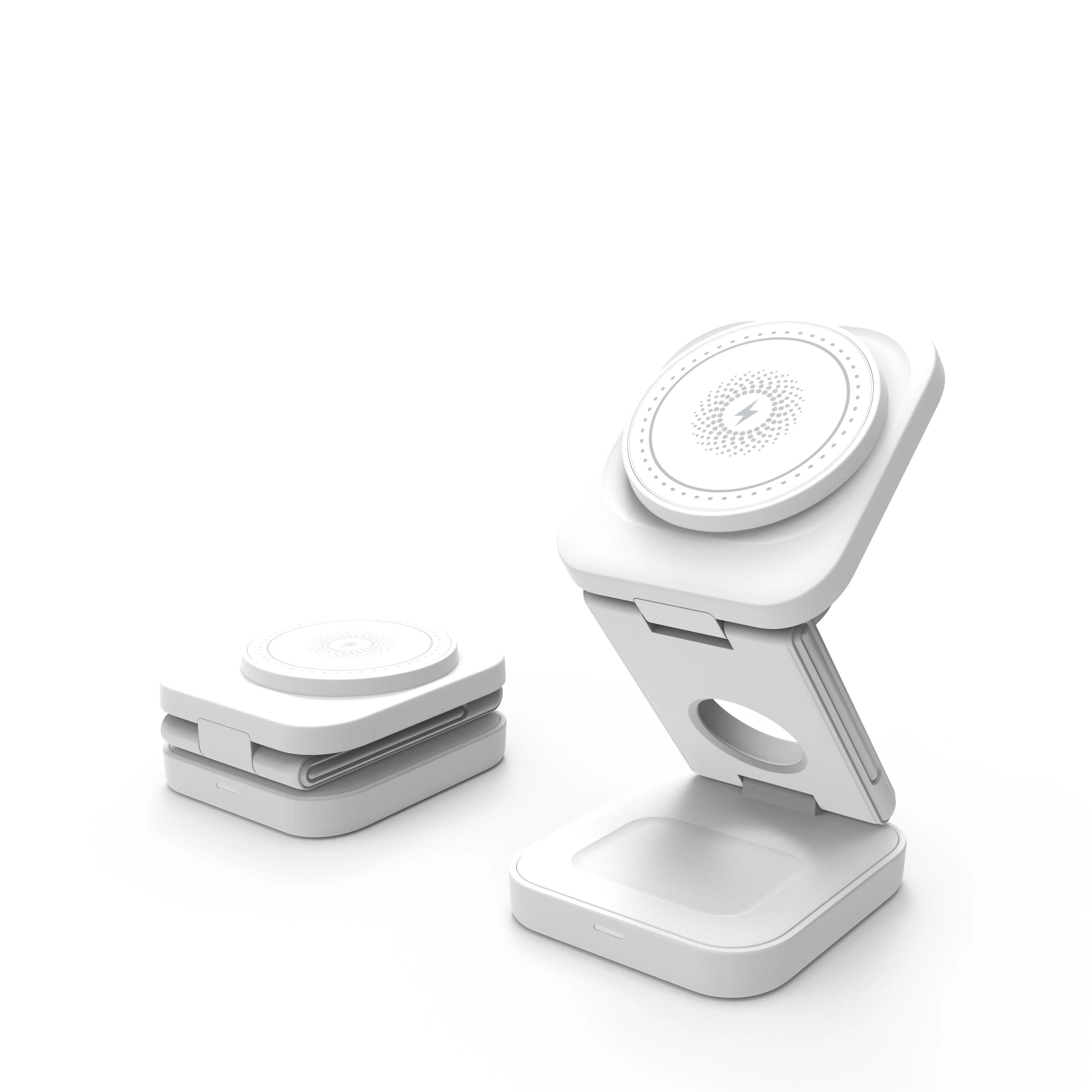 magnetic wireless charger foldable charging station for iphone apple watch & airpodss