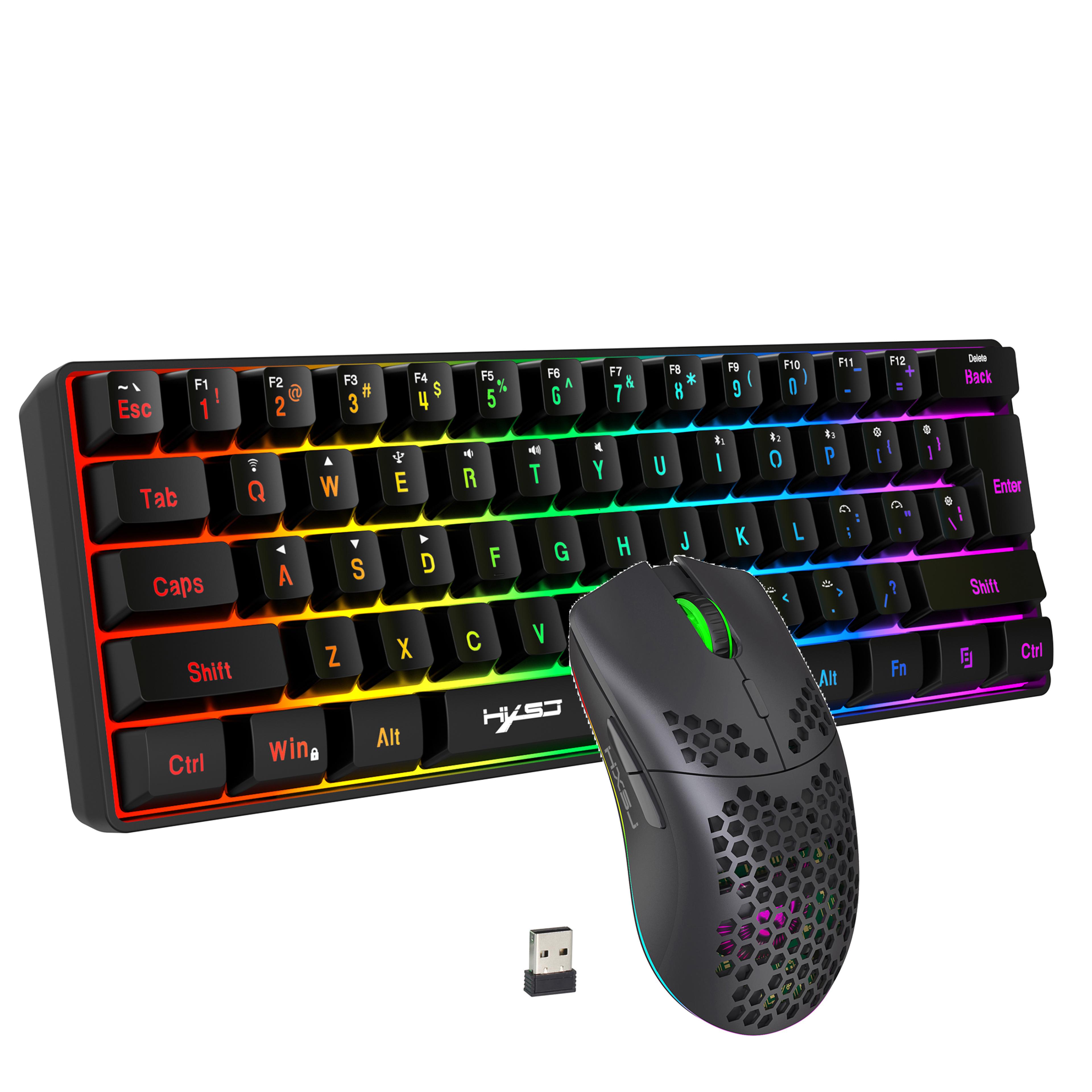 rechargeable wireless gaming keyboard and mouse combo with led backlit mechanical feel keys
