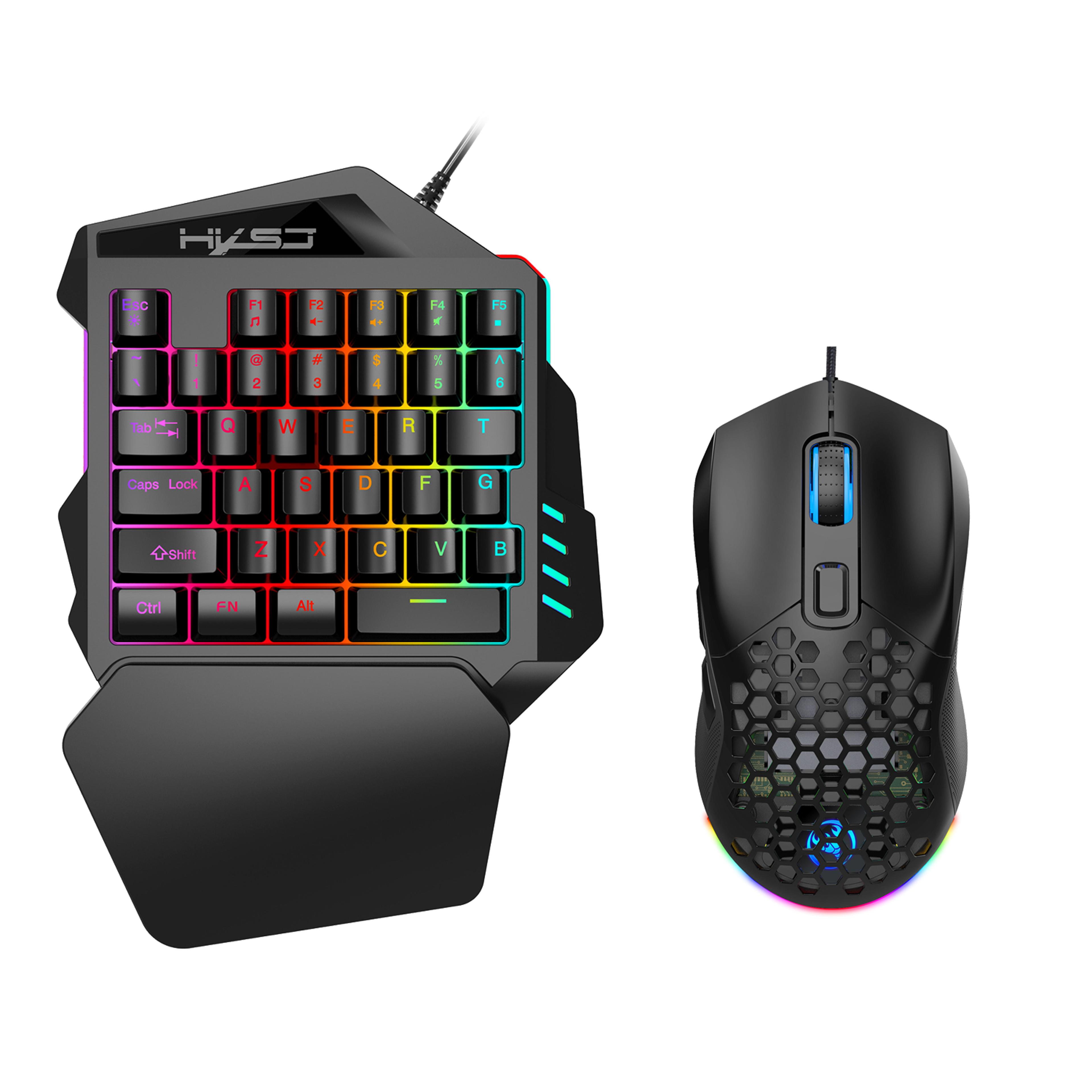 mini one handed gaming keyboard and gaming keyboard mouse combo with ergonomic usb wired mouse