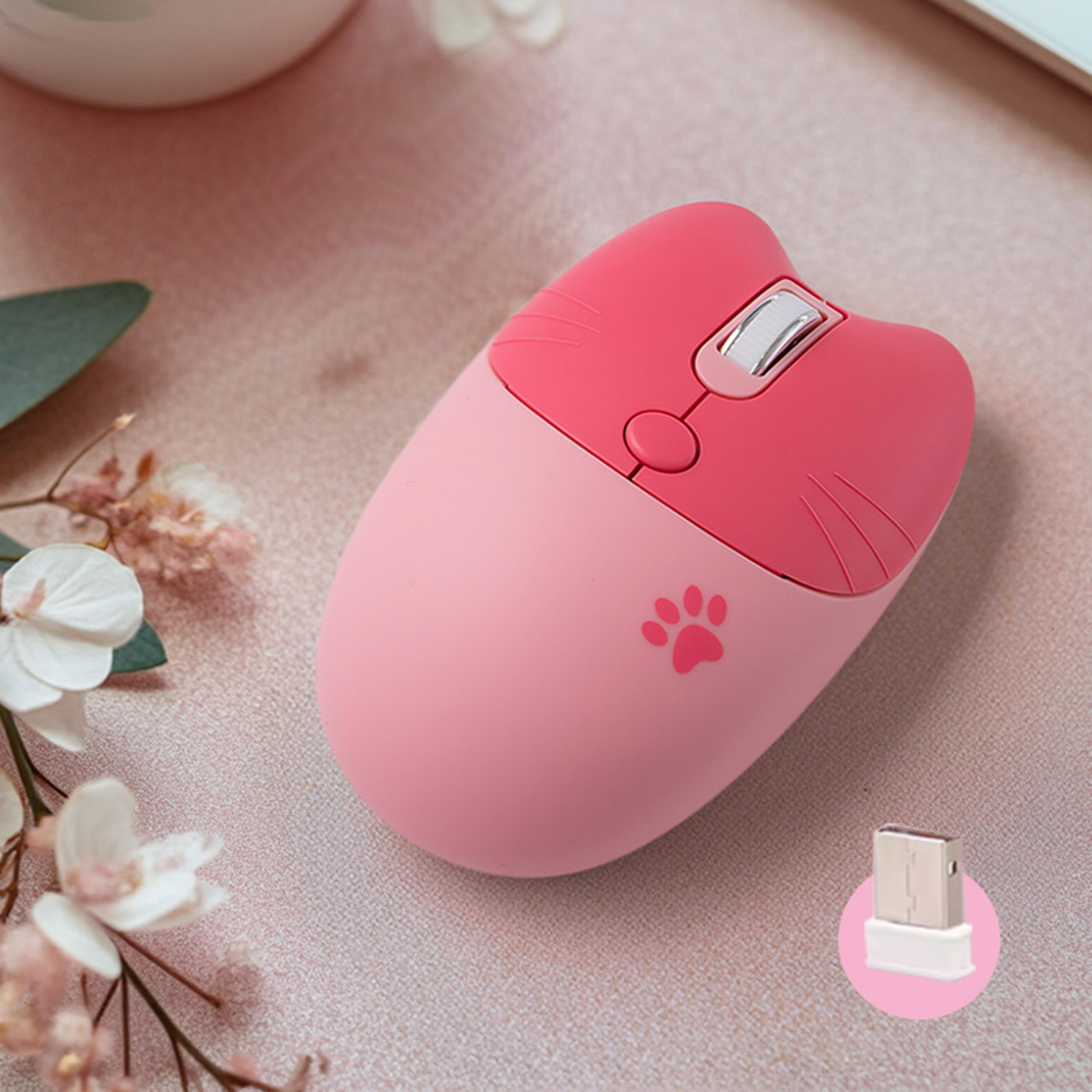 cute cat wireless mouse usb plug & play ergonomic mouse for laptop & pc