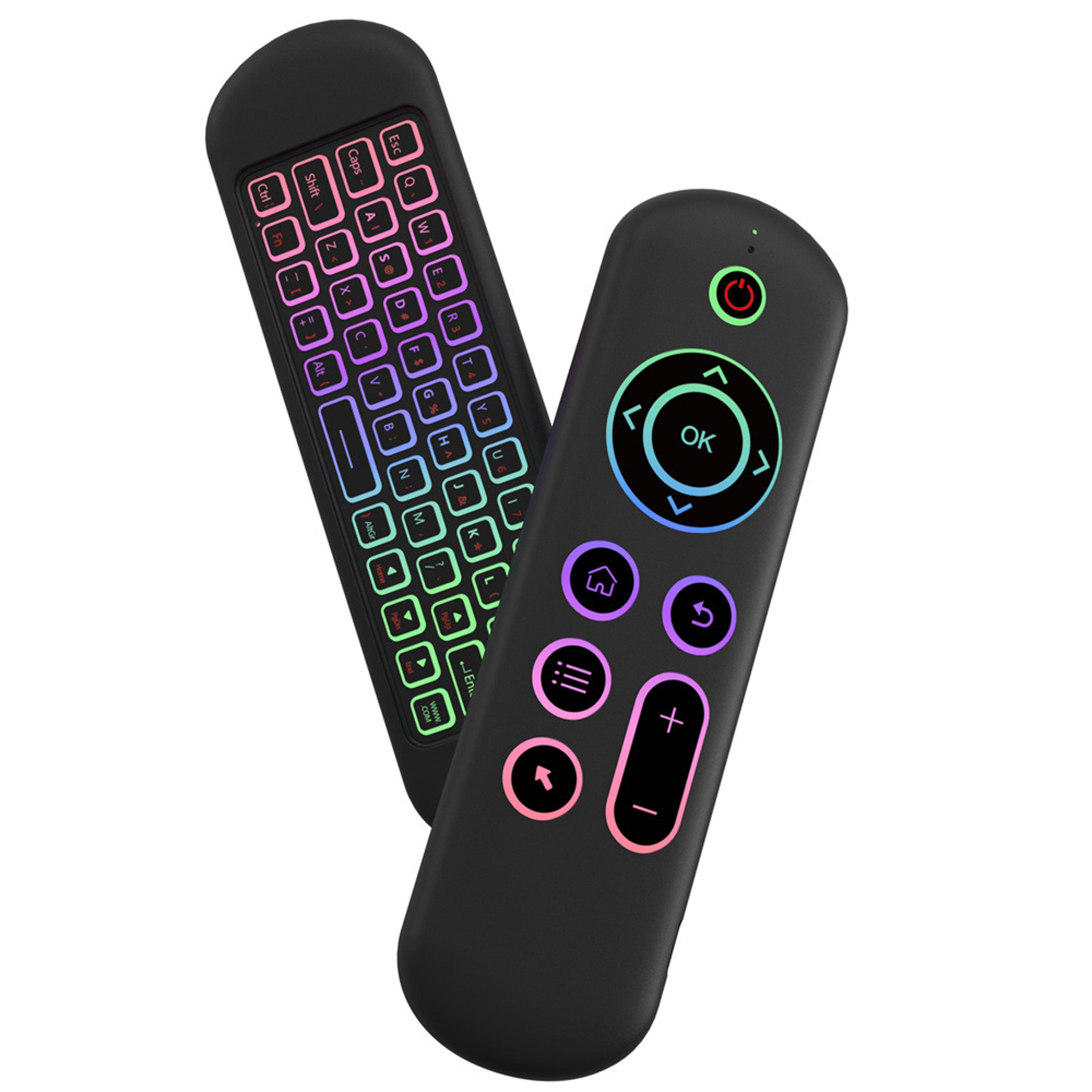 dual mode air mouse remote with wireless mini keyboard and color backlit for smart tv & pc