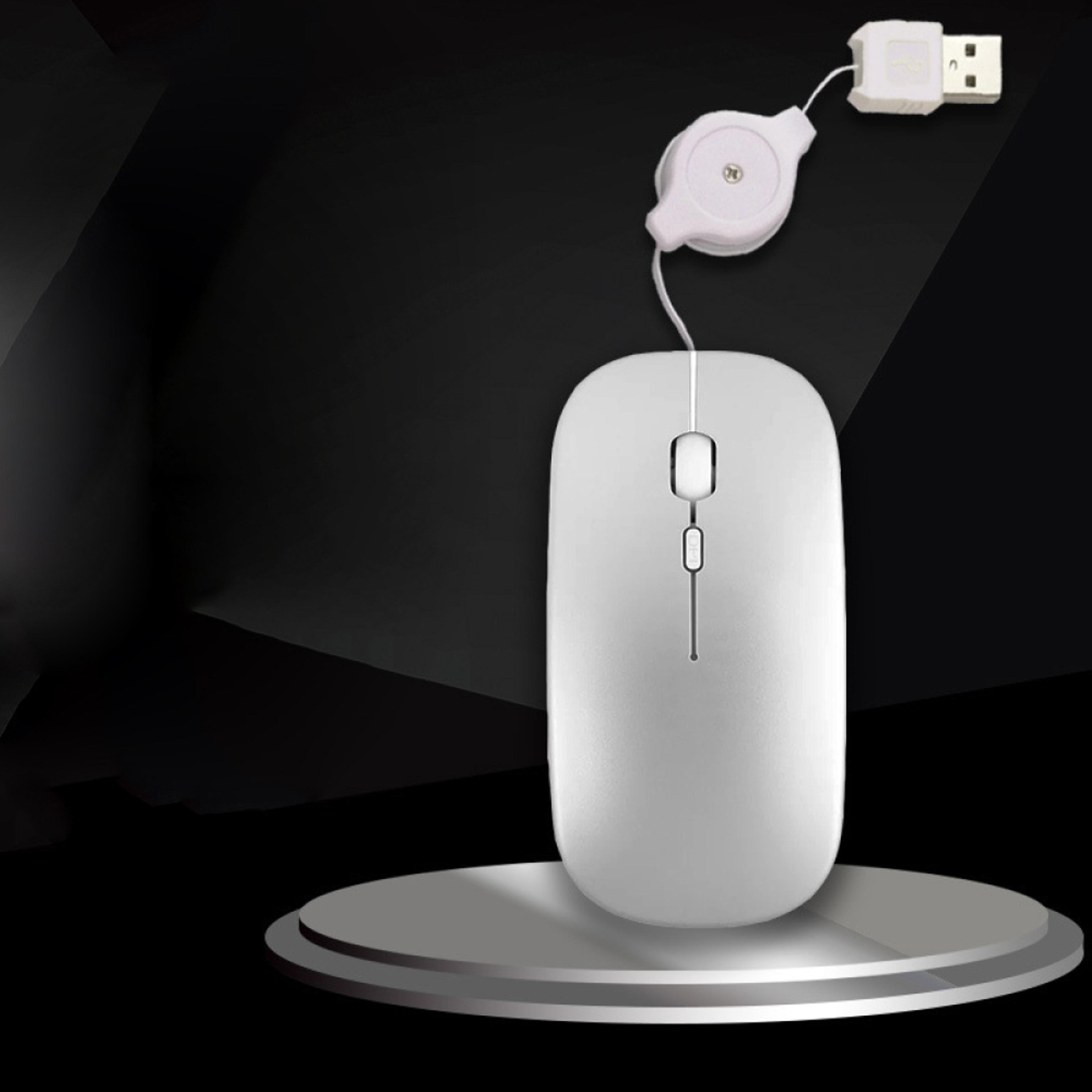portable silent wired usb mouse with retractable cable for laptop office & gaming