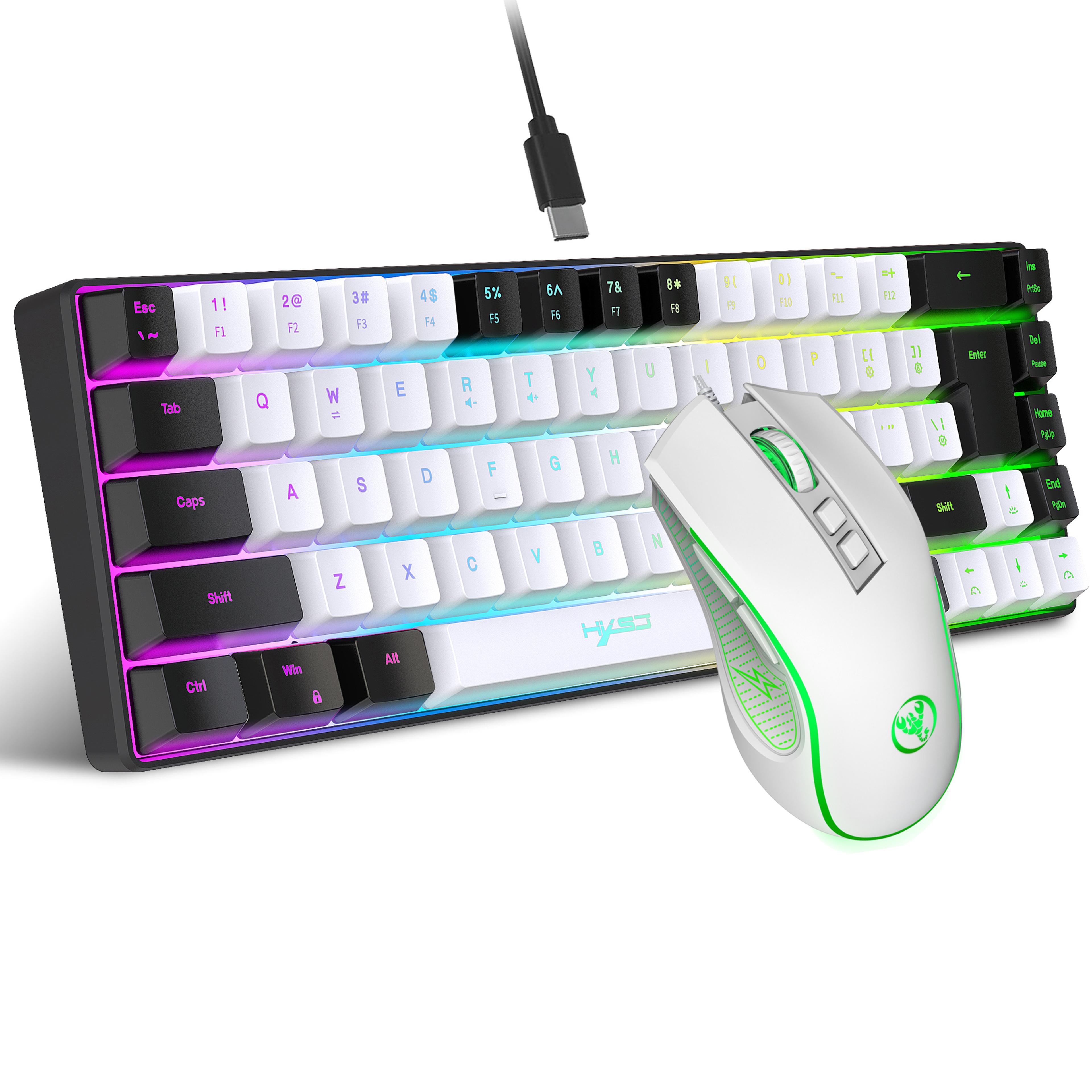 key rgb gaming keyboard and mouse combo with mechanical feel keys