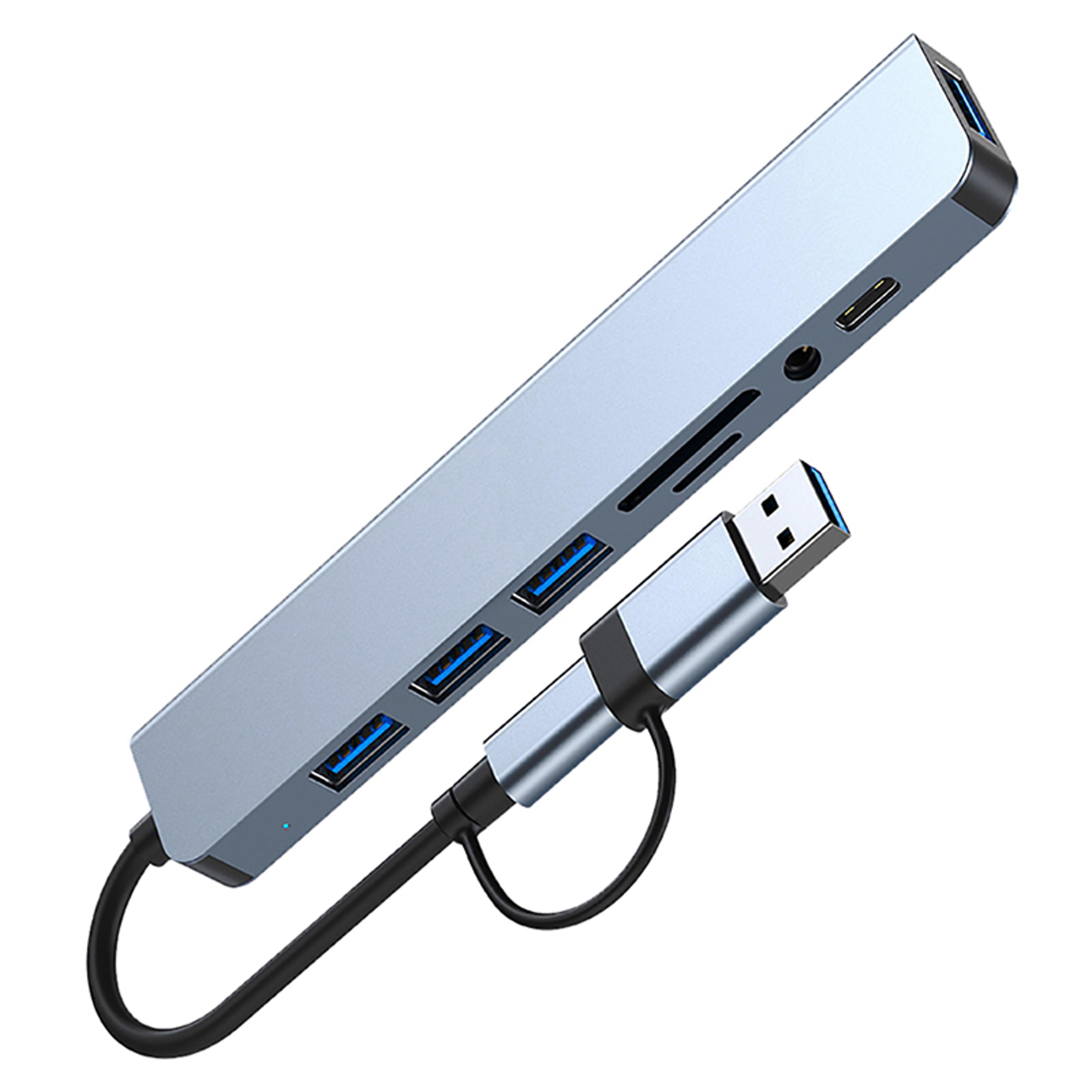 usb c hub with usb sd tf card reader and audio adapter
