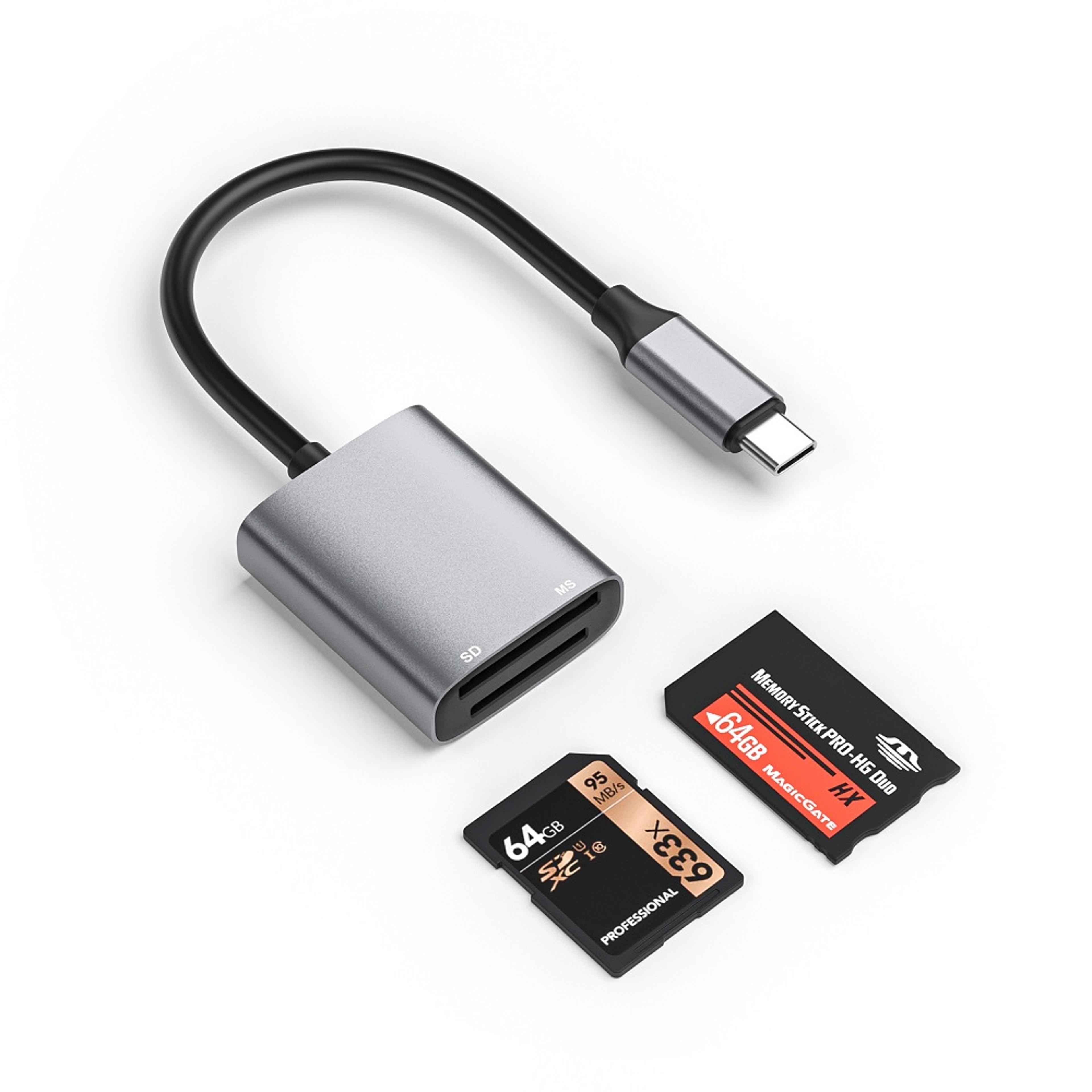 usb c sd card reader and memory stick pro duo adapter for iphone lightning and type c devices