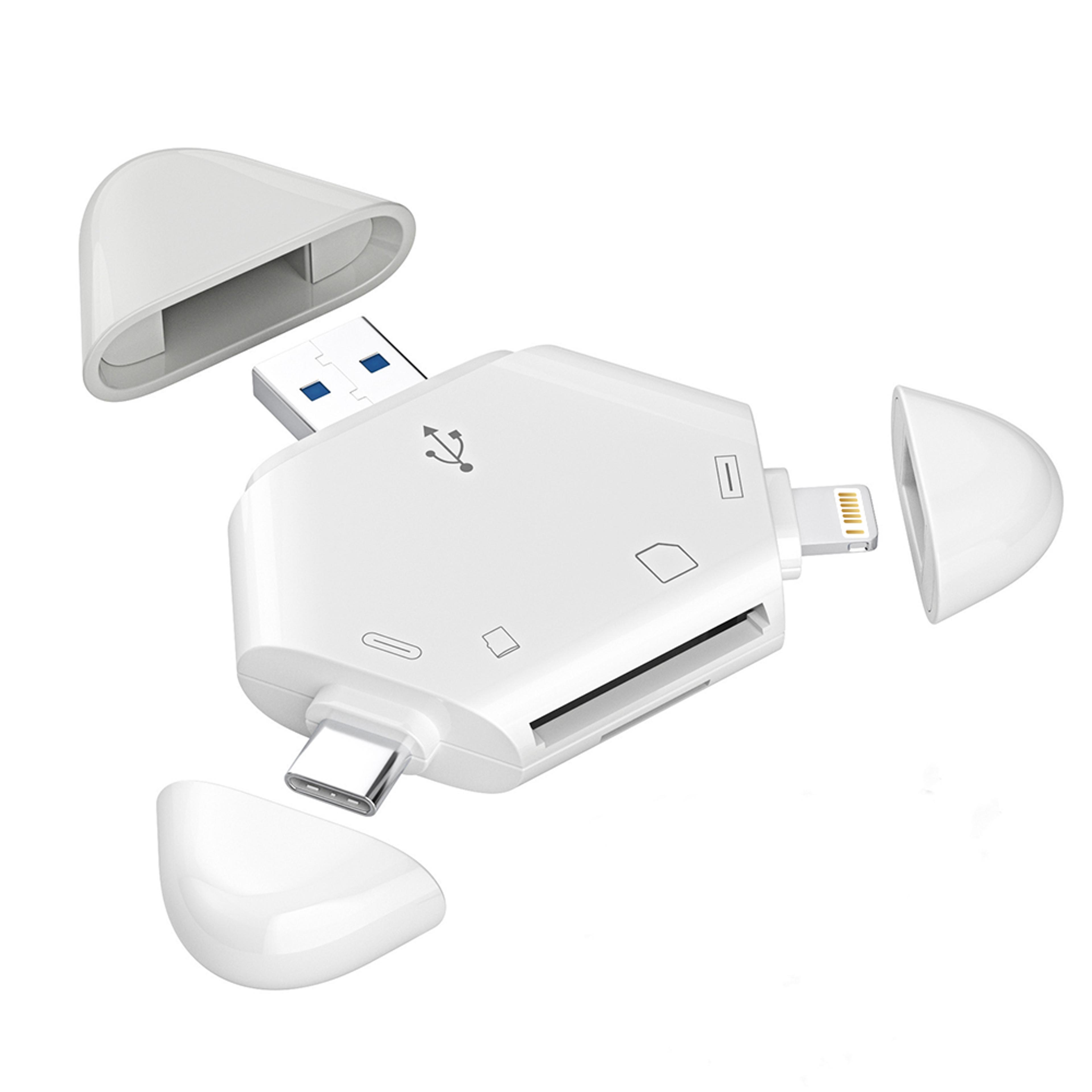usb c sd card reader with lightning and usb a memory card adapter