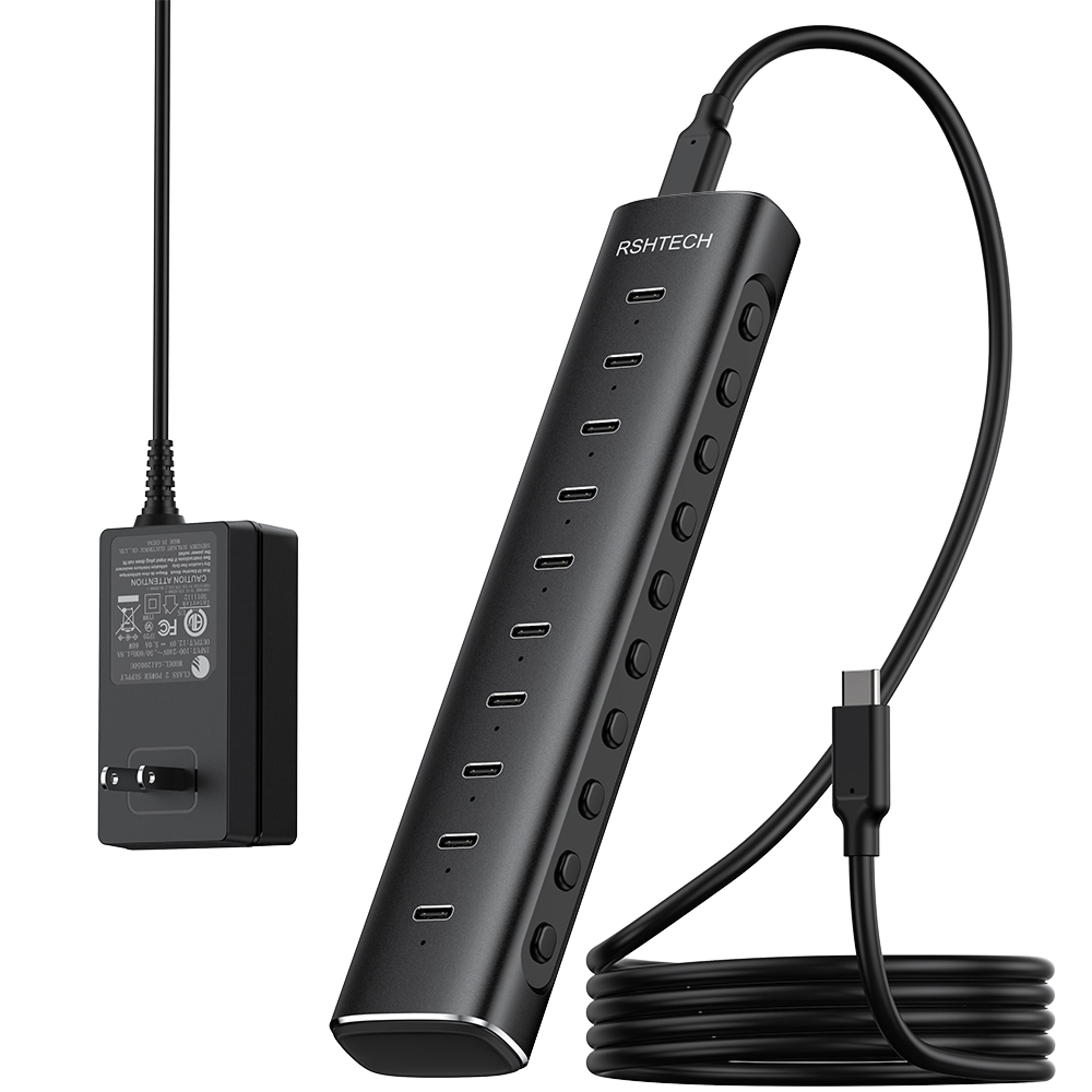 usb hub 10gbps usb c hub with powered multi port data splitter for laptop and desktop