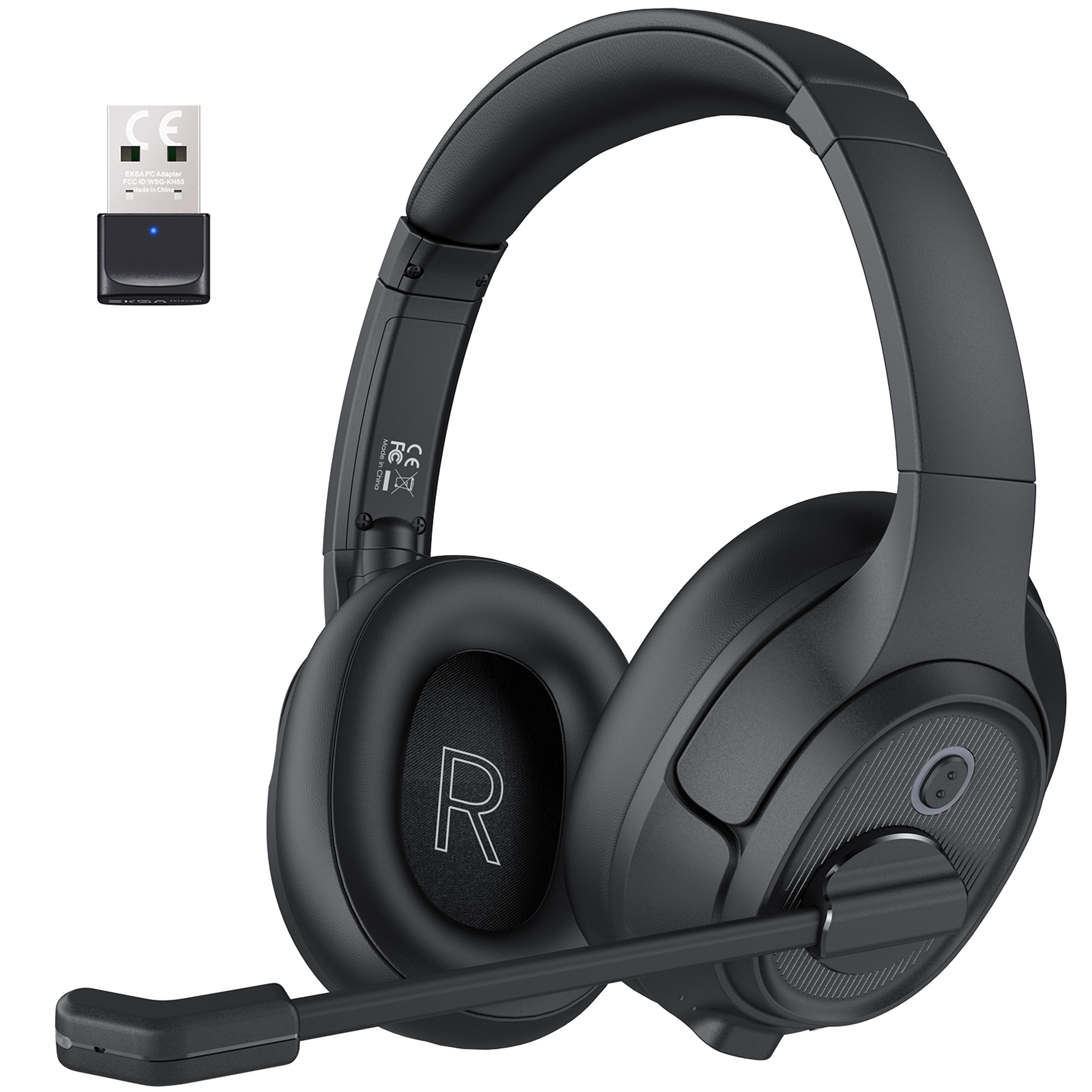 wireless office headset with usb dongle and enc noise cancelling microphone