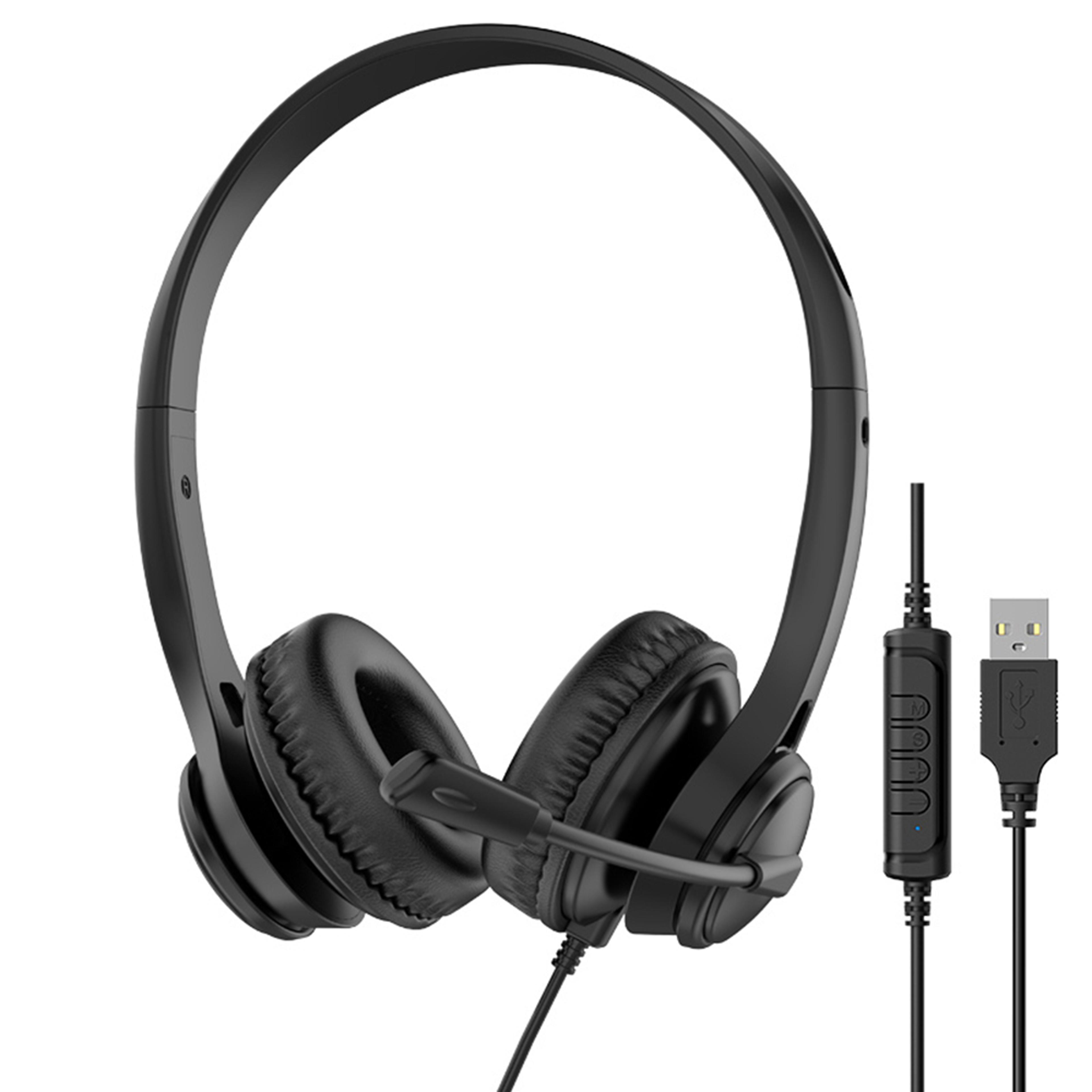 usb computer headset with noise cancelling microphone for video calls and online meeting