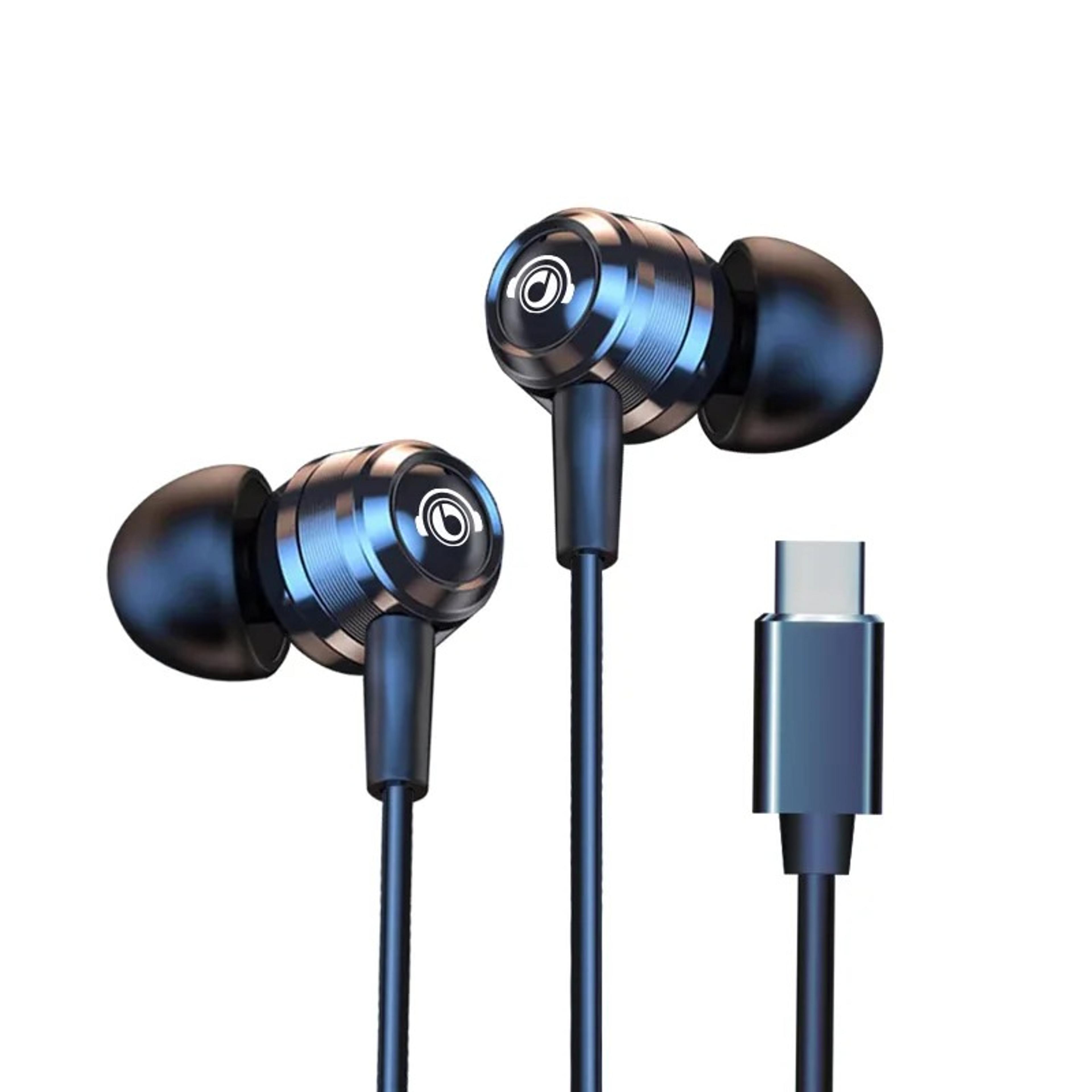 wired earphones with mic type c and surround sound in ear headphones