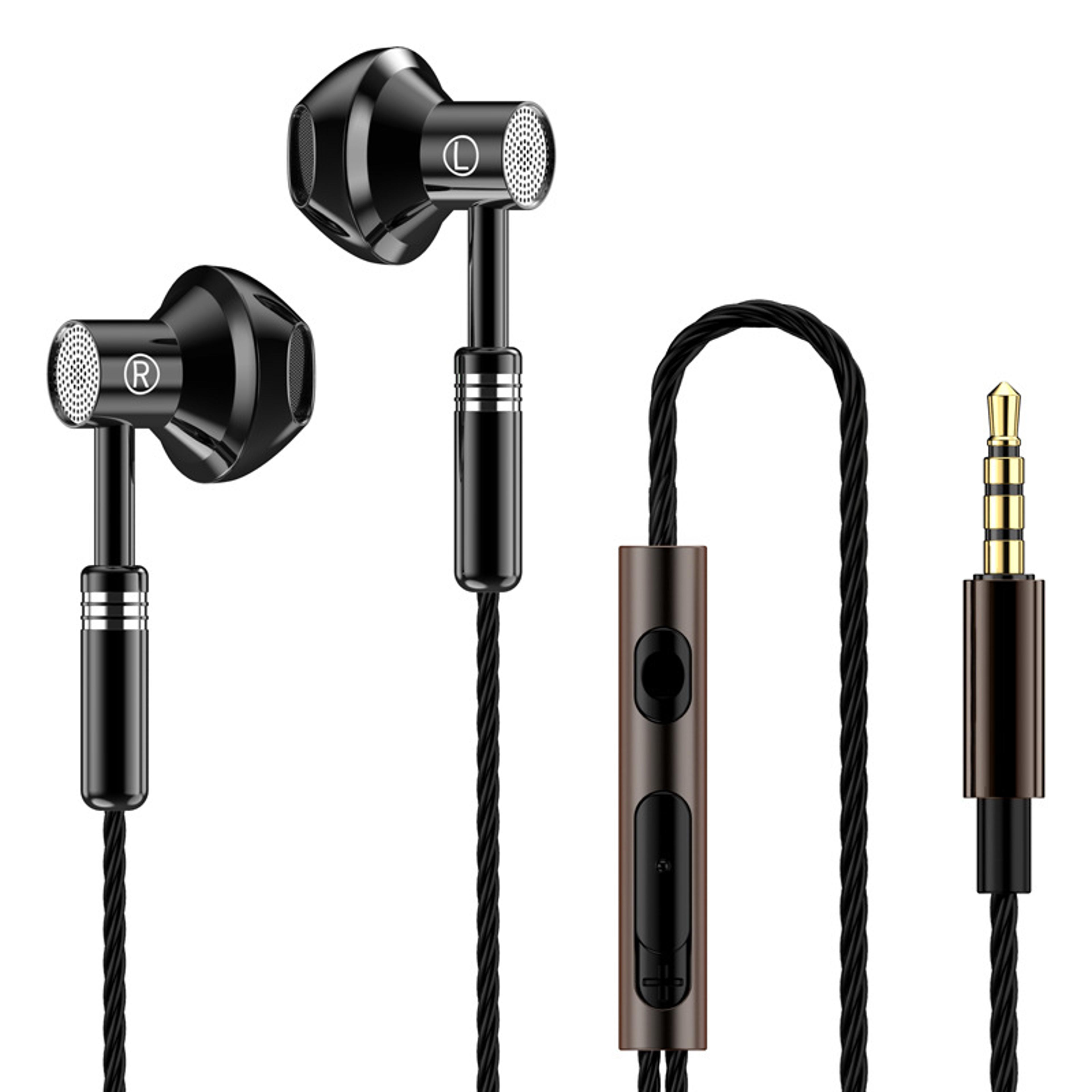 stereo wired earbuds with microphone and deep bass sound