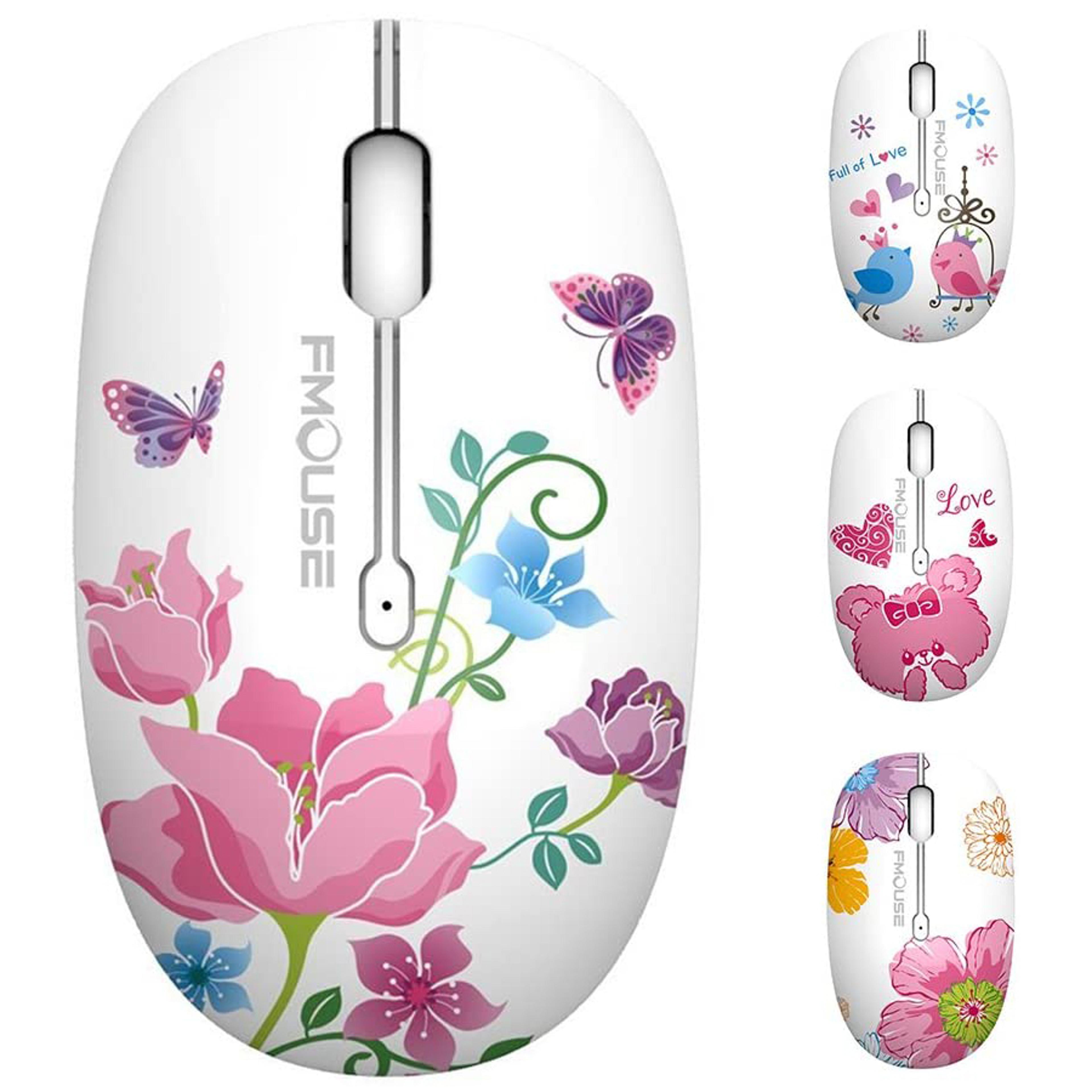 cute wireless mouse silent cartoon computer mouse with usb receiver for laptop & macbook