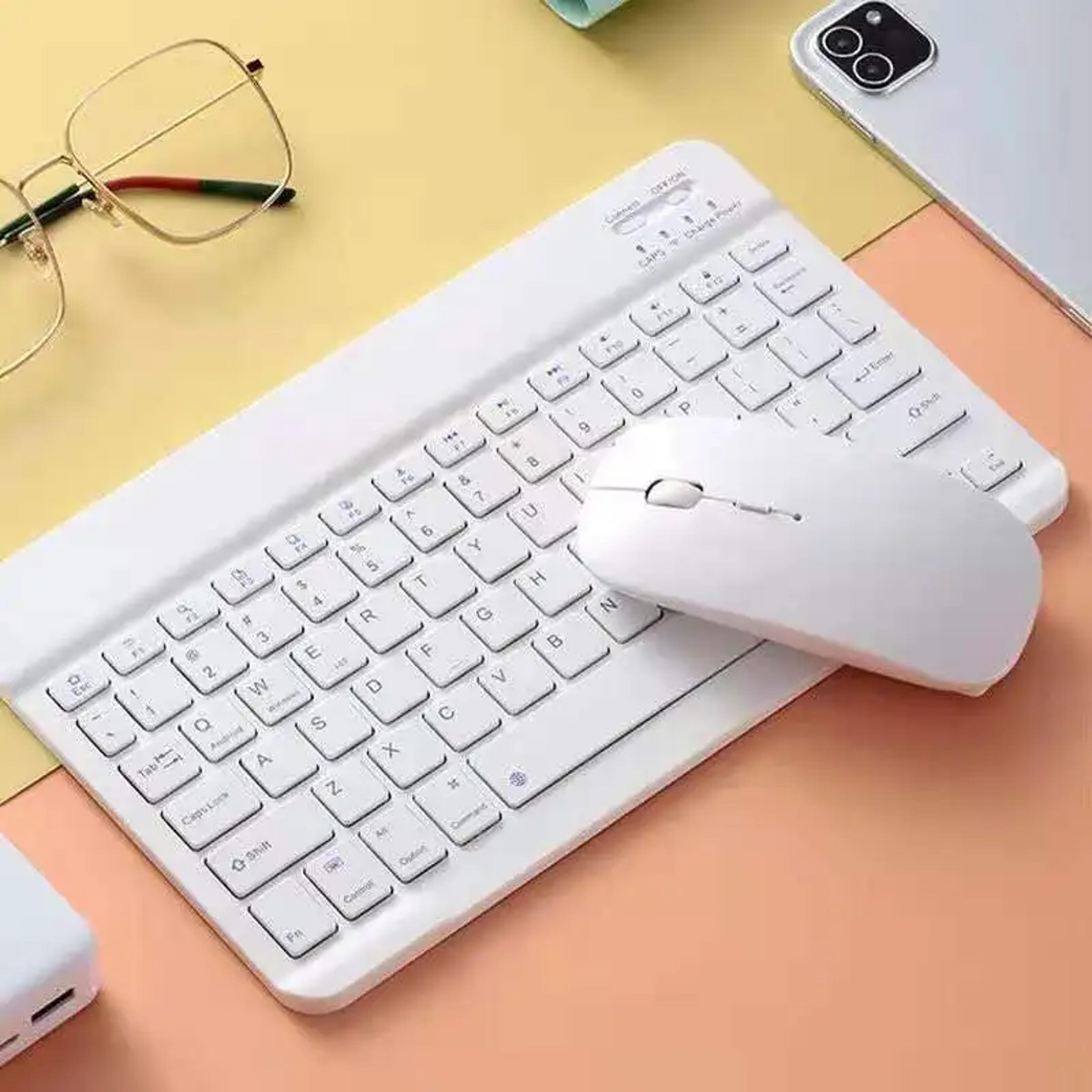bluetooth keyboard and mouse set for ipad android windows & tablets with english hebrew layout