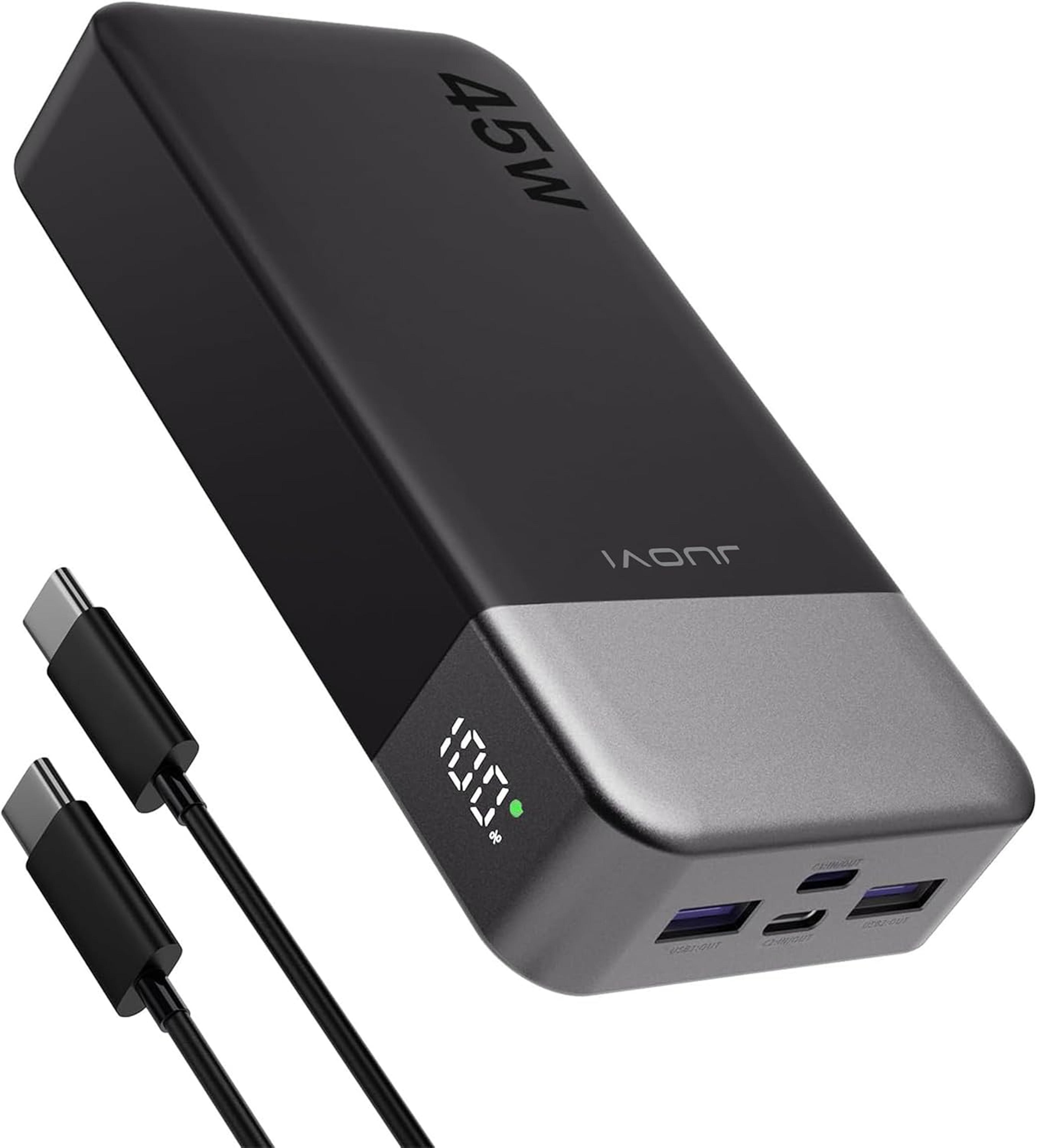 power bank 45w fast charging portable charger with led display for usb c devicesss