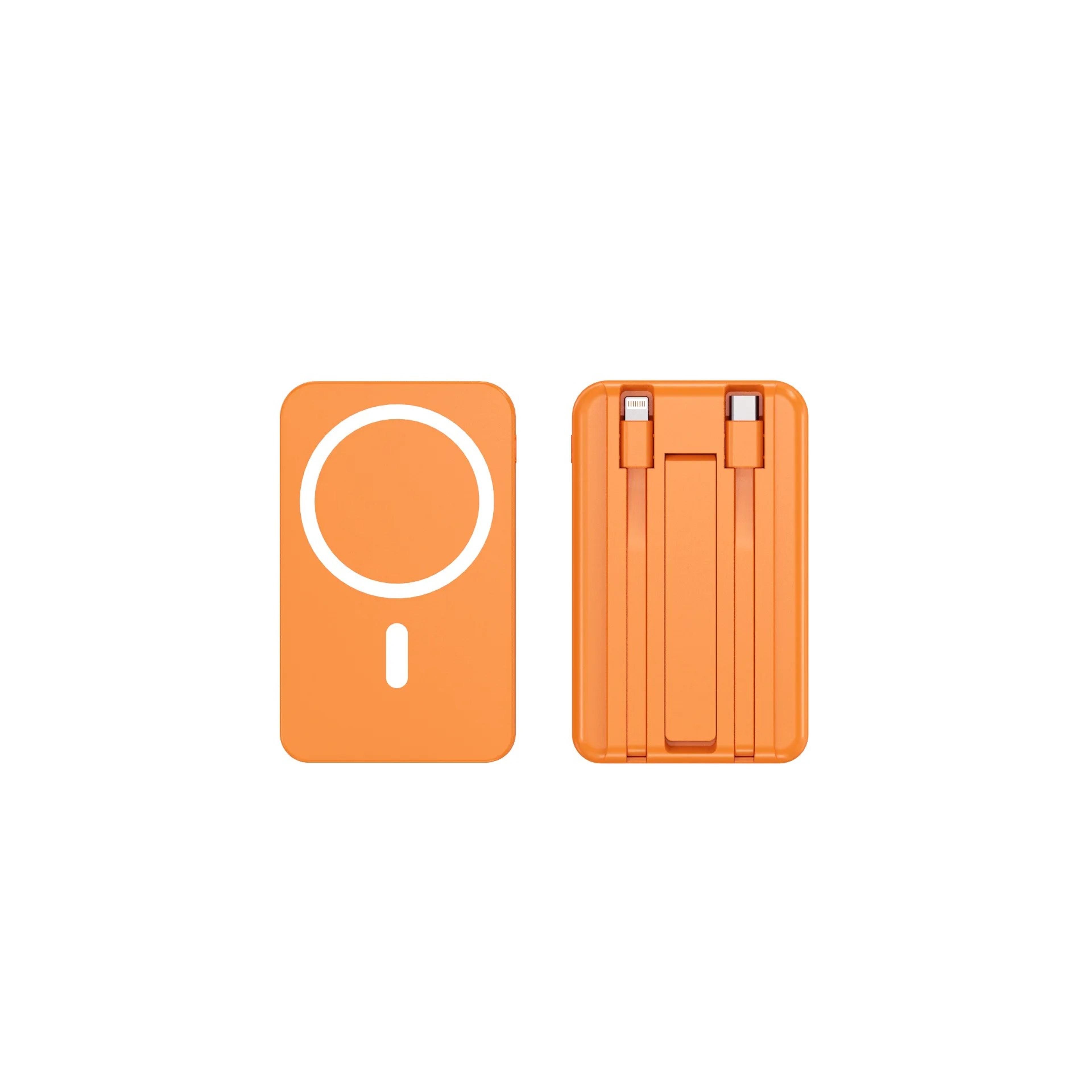 magnetic power bank with wireless fast charging & built in cable