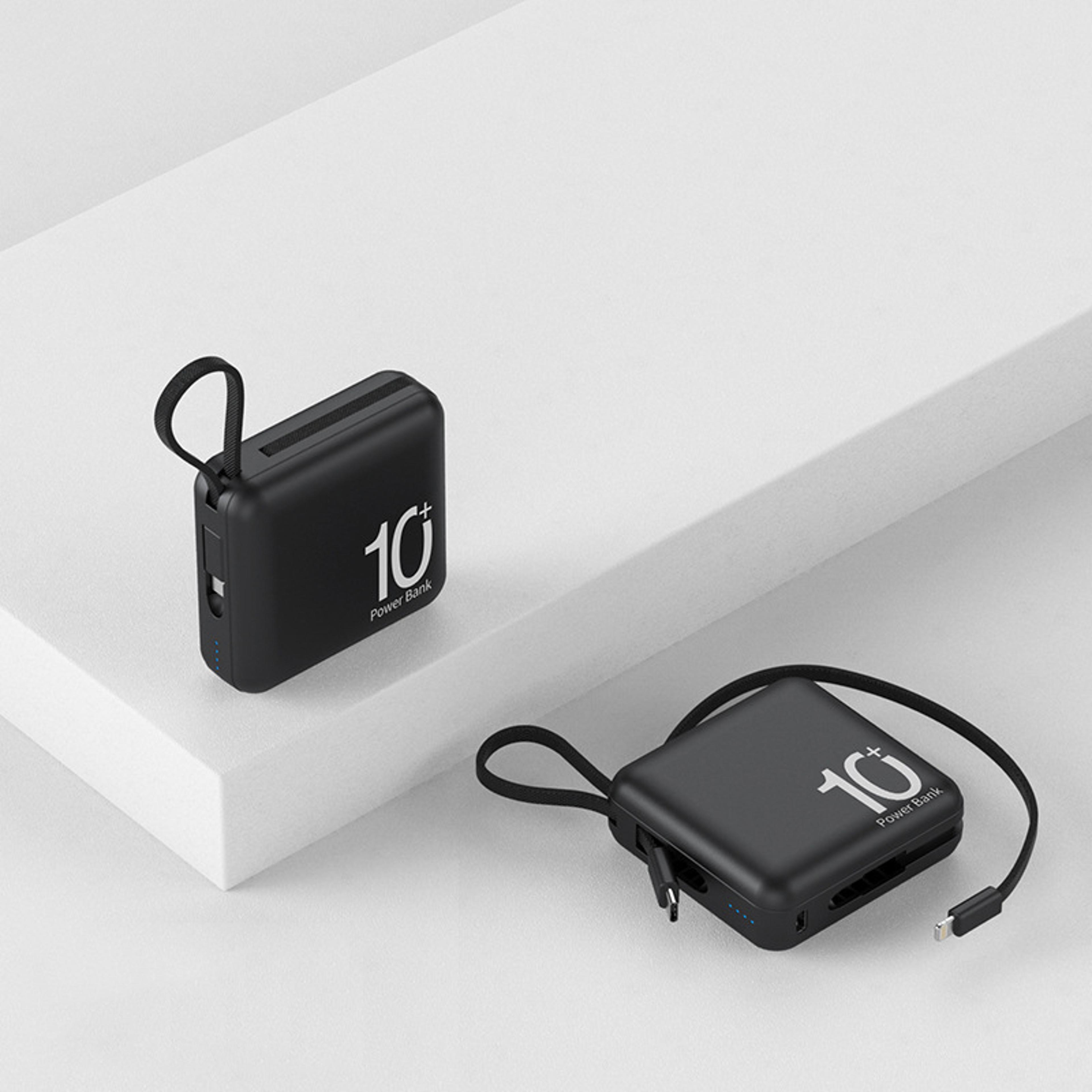 portable power bank with built in type c cable & lanyard fast charging battery pack