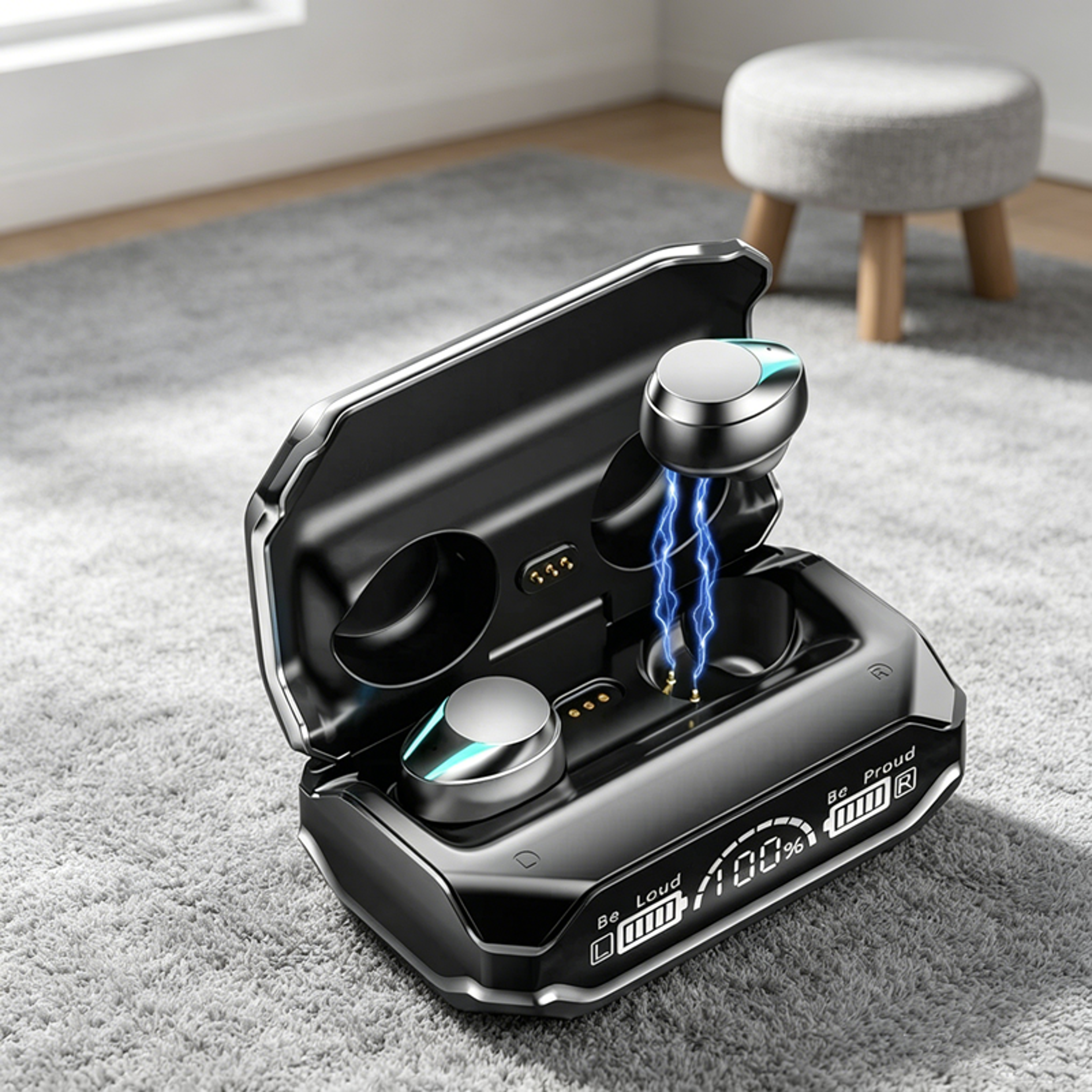 tws bluetooth earbuds with led display wireless headphones for android iphone & tablets
