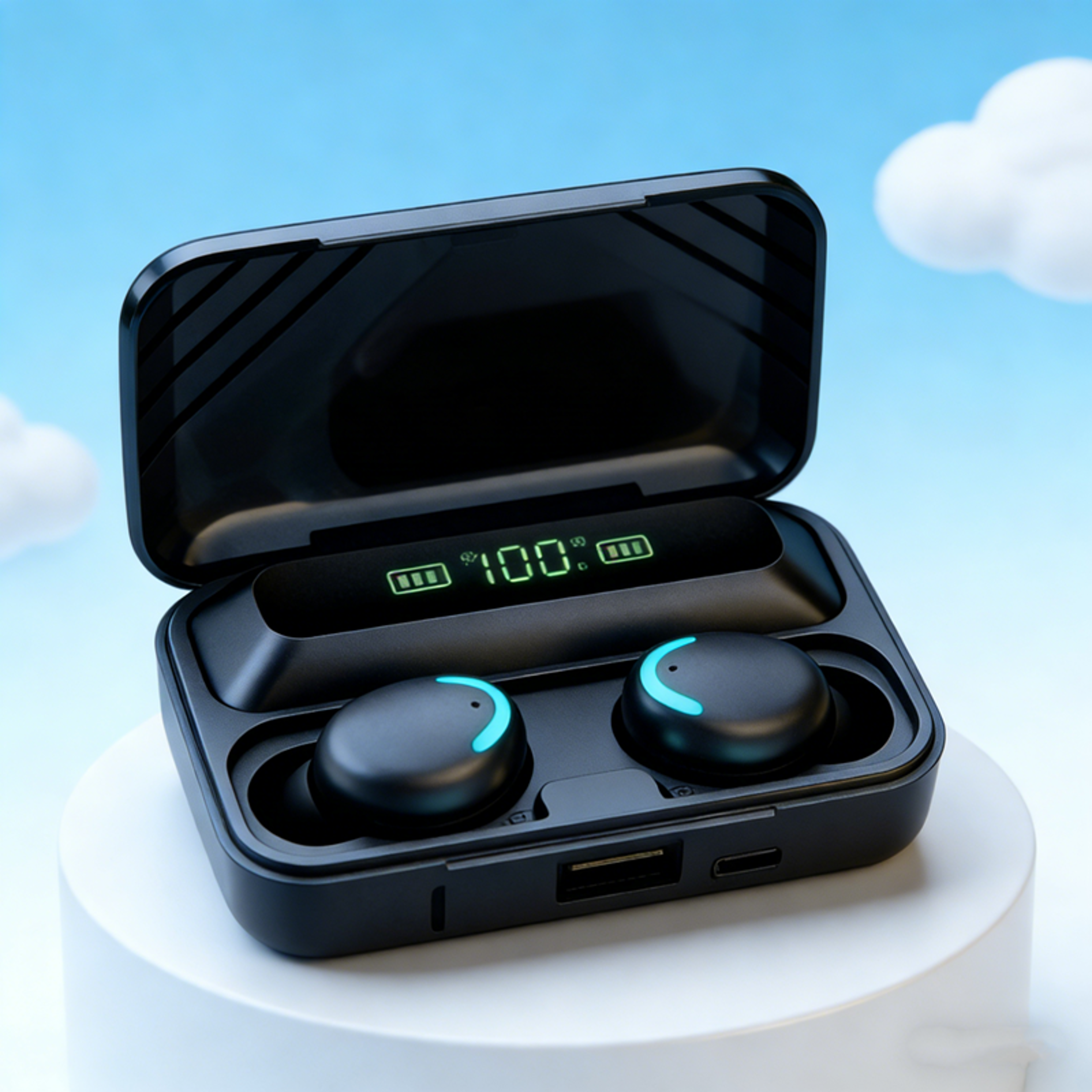 wireless bluetooth earbuds with touch control and deep bass charging case
