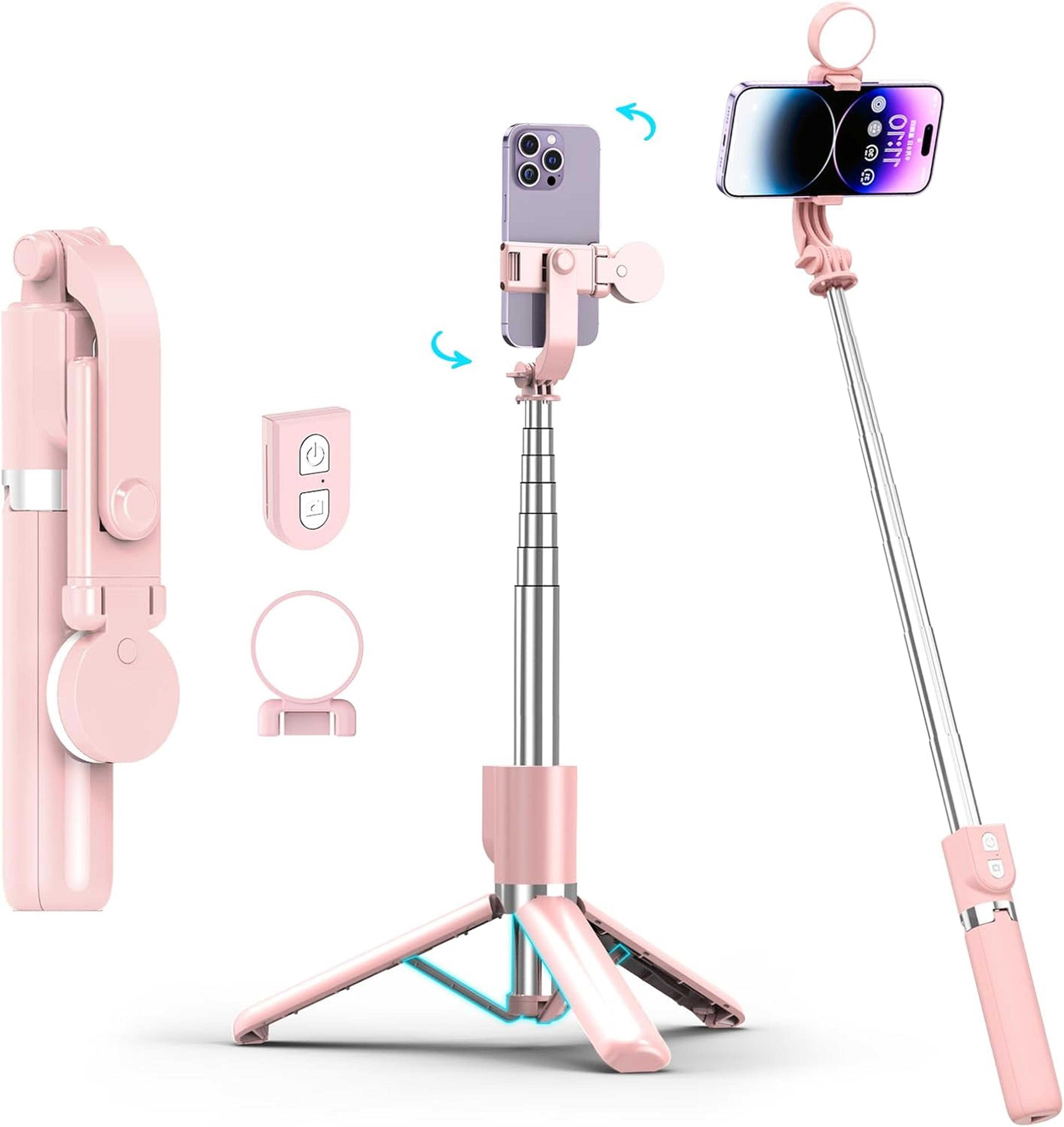 selfie stick tripod with remote & fill light extendable phone stand for iphone and android