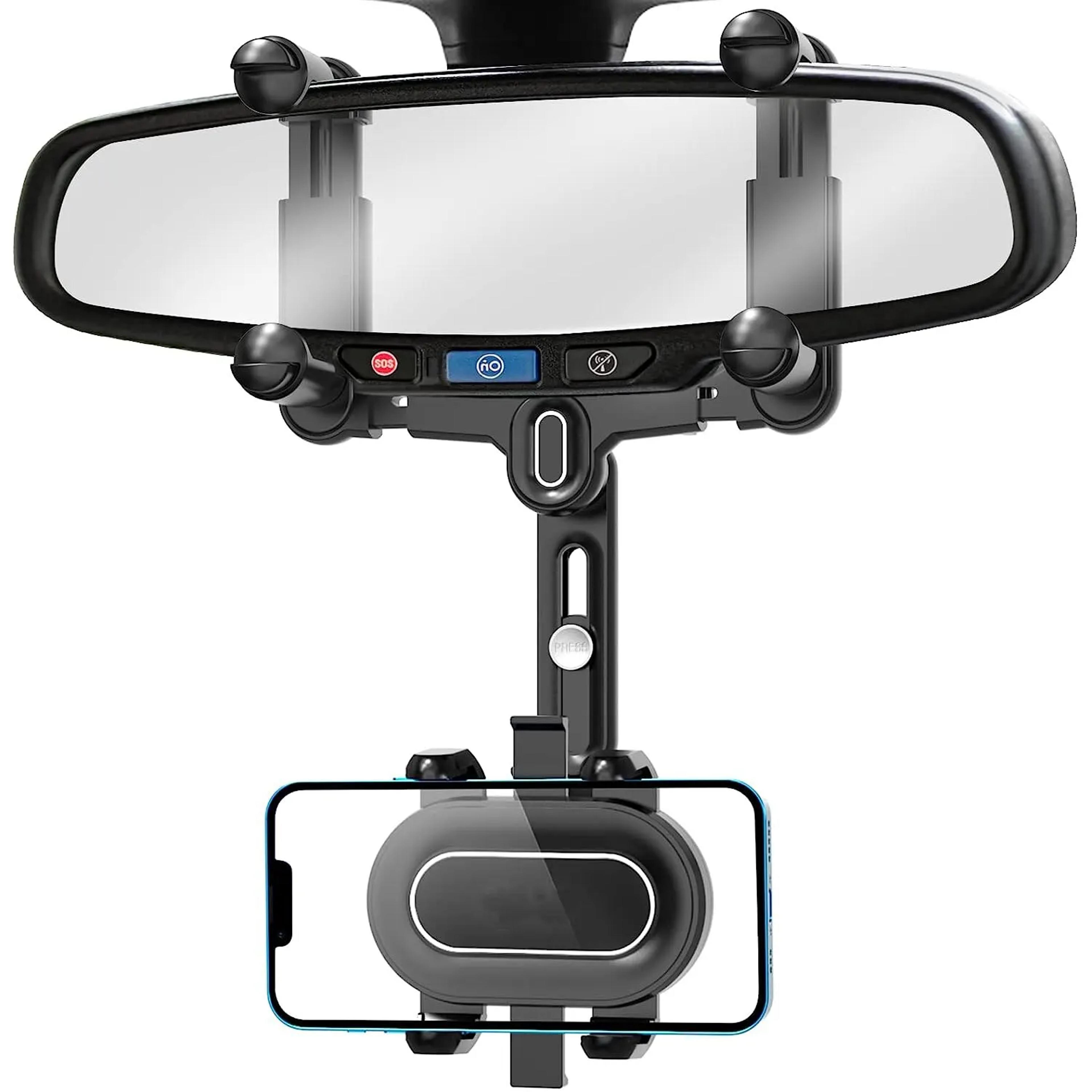 rotating rearview mirror phone holder retractable universal car phone mount