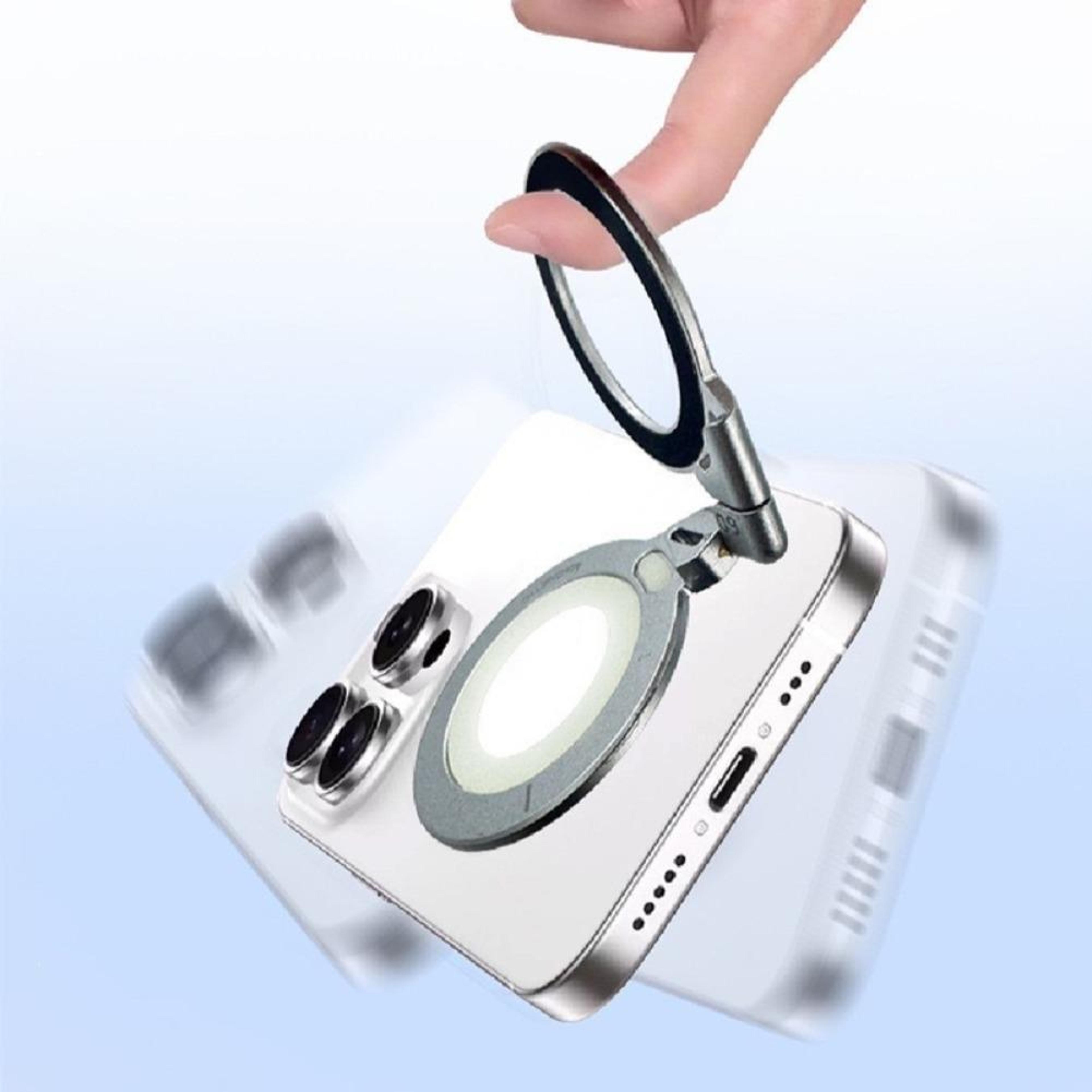 magnetic phone ring holder with foldable stand & rotating grip for magsafe compatible phones