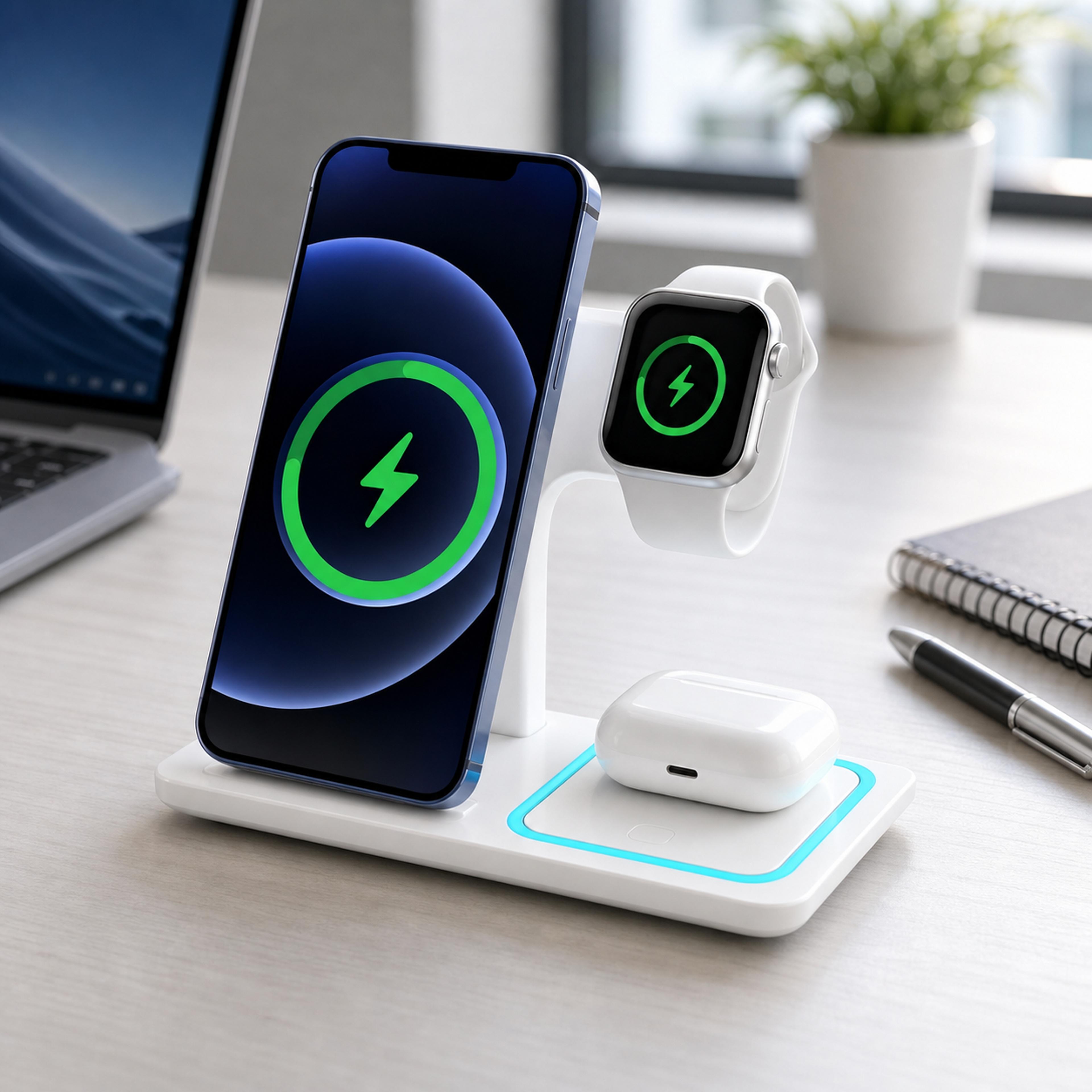 magnetic wireless charger stand fast charging dock for qi phones watches & earbuds