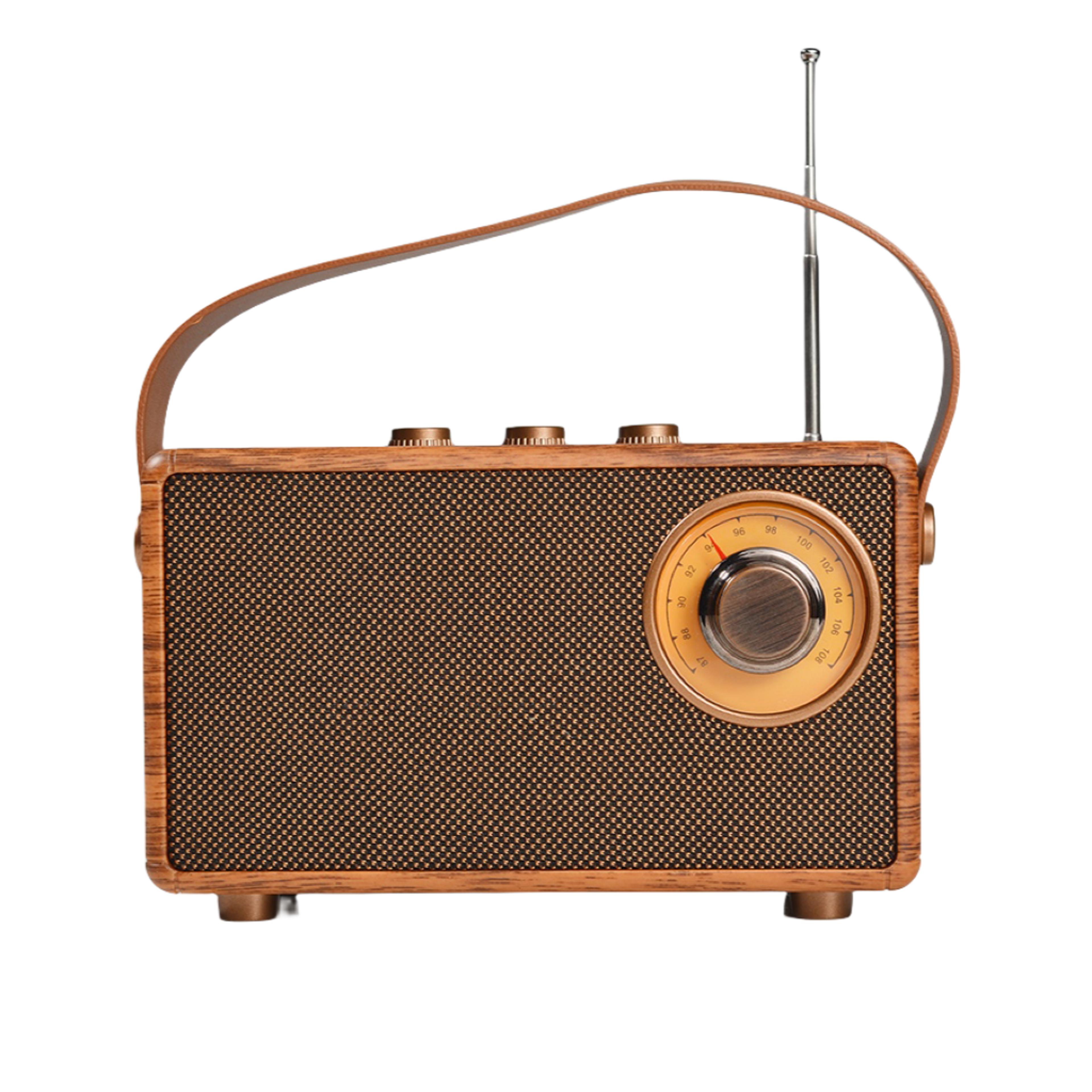 retro bluetooth speaker with fm radio & player portable wireless stereo sound system