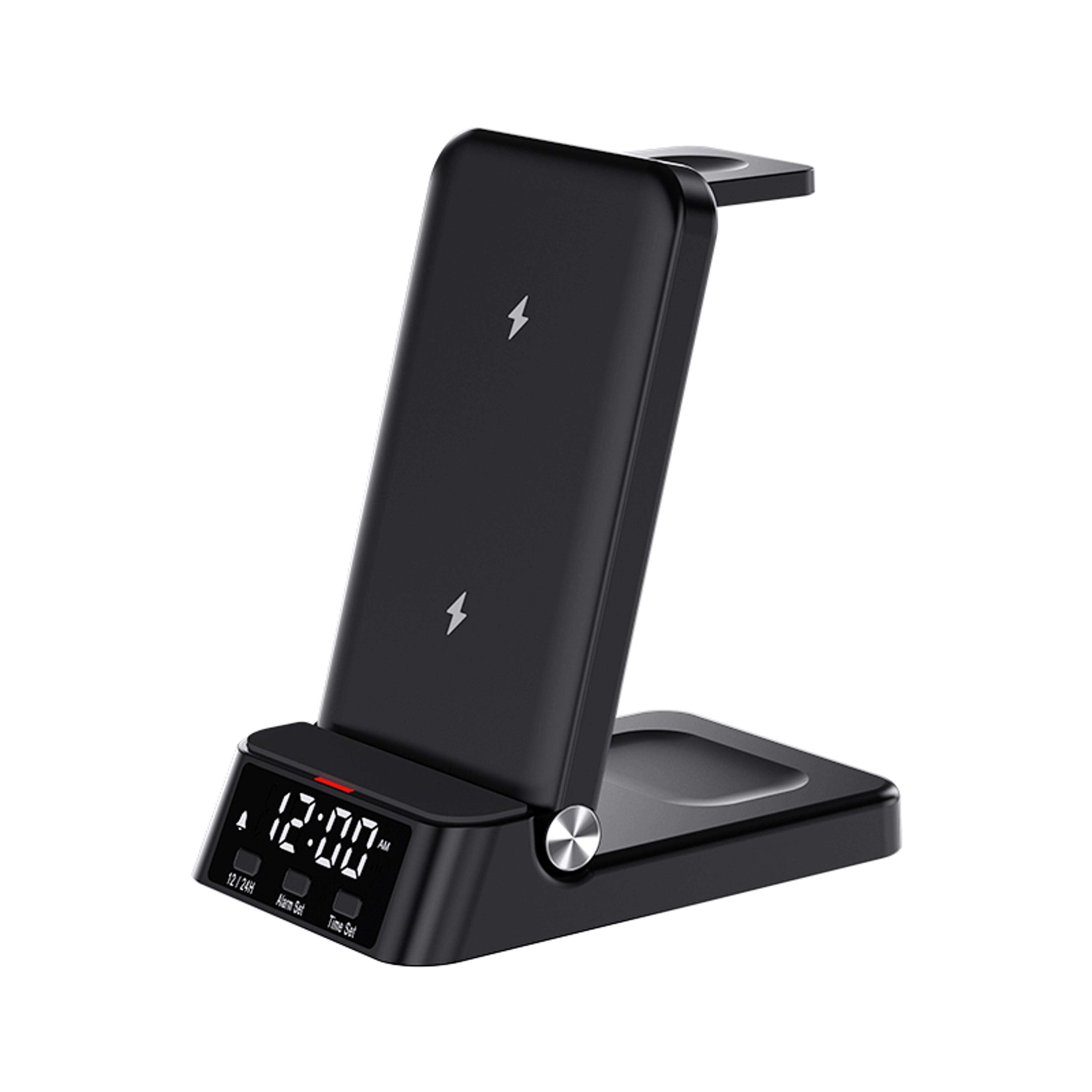 wireless charger with clock magnetic charging station for iphone samsung & foldable phones