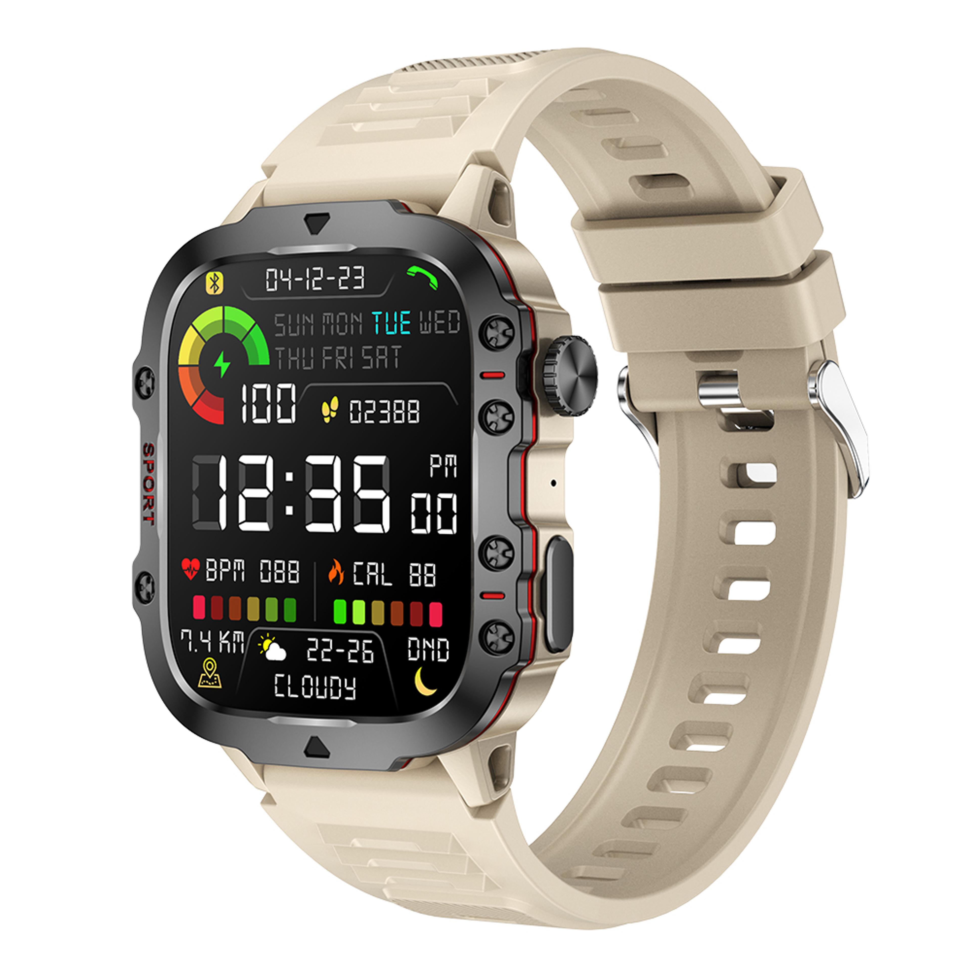 military smart watch with bluetooth calling waterproof fitness tracker for android & iphone