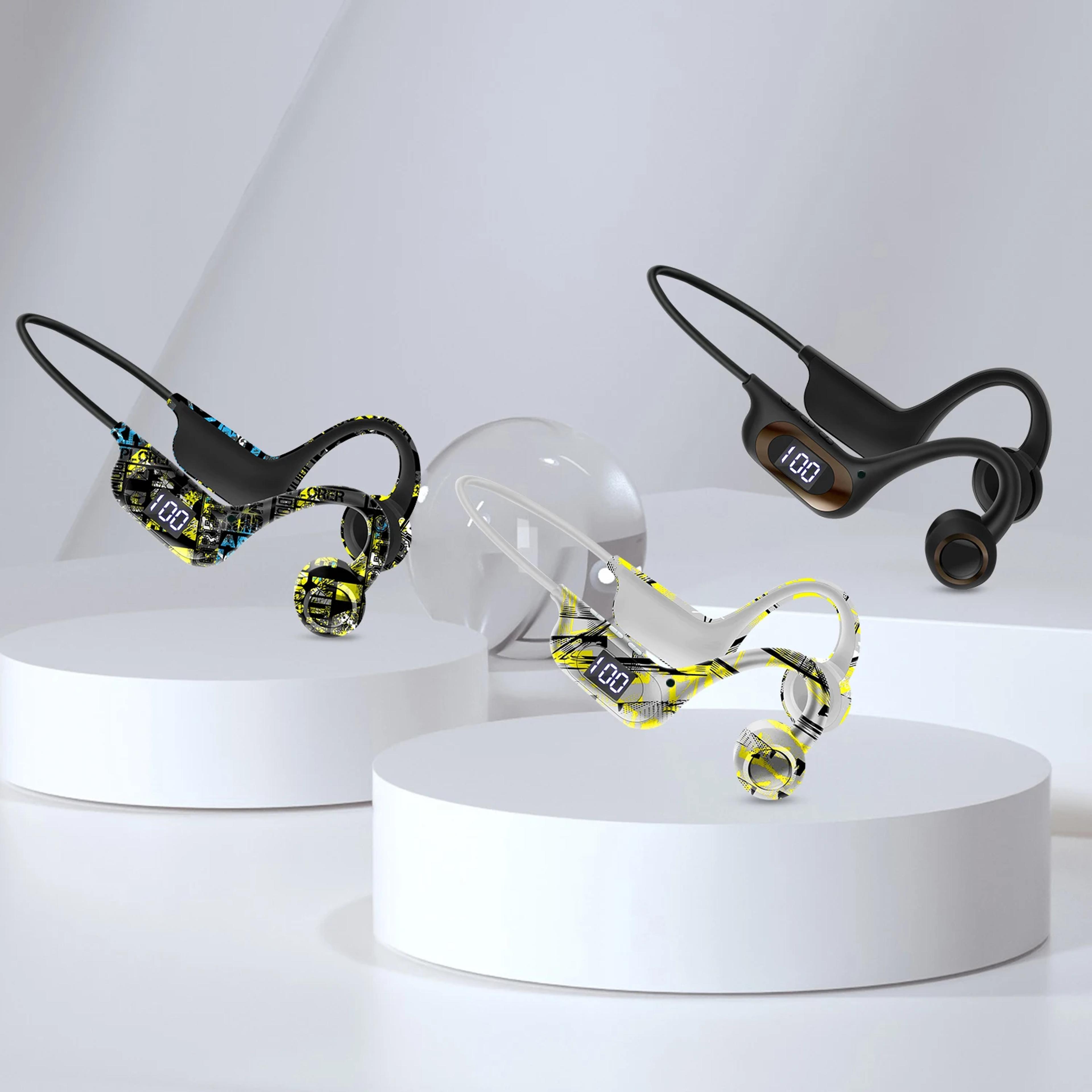 bone conduction open ear bluetooth headphones with tf card player and type c charging