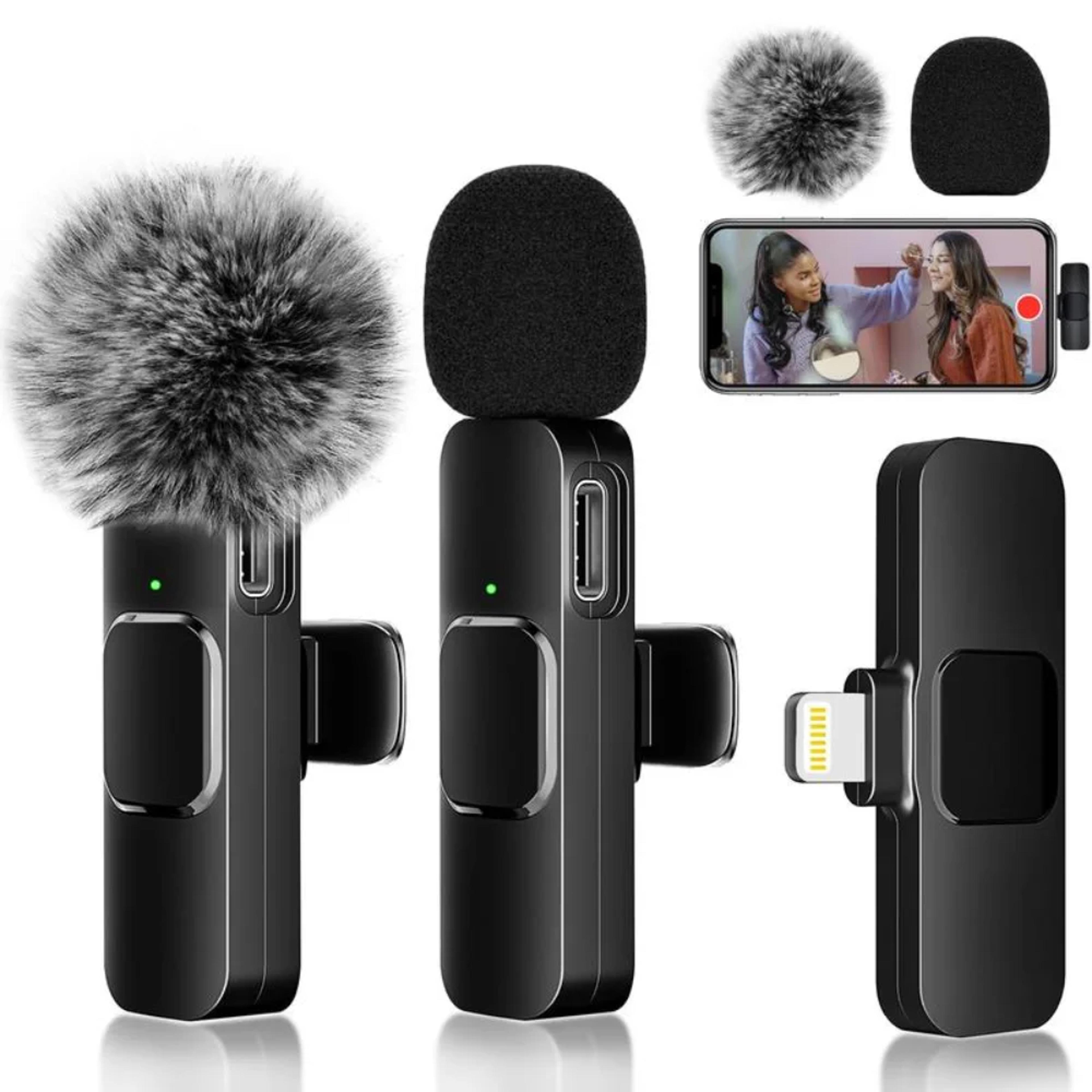wireless lavalier microphone with clip on design for iphone android & ipad