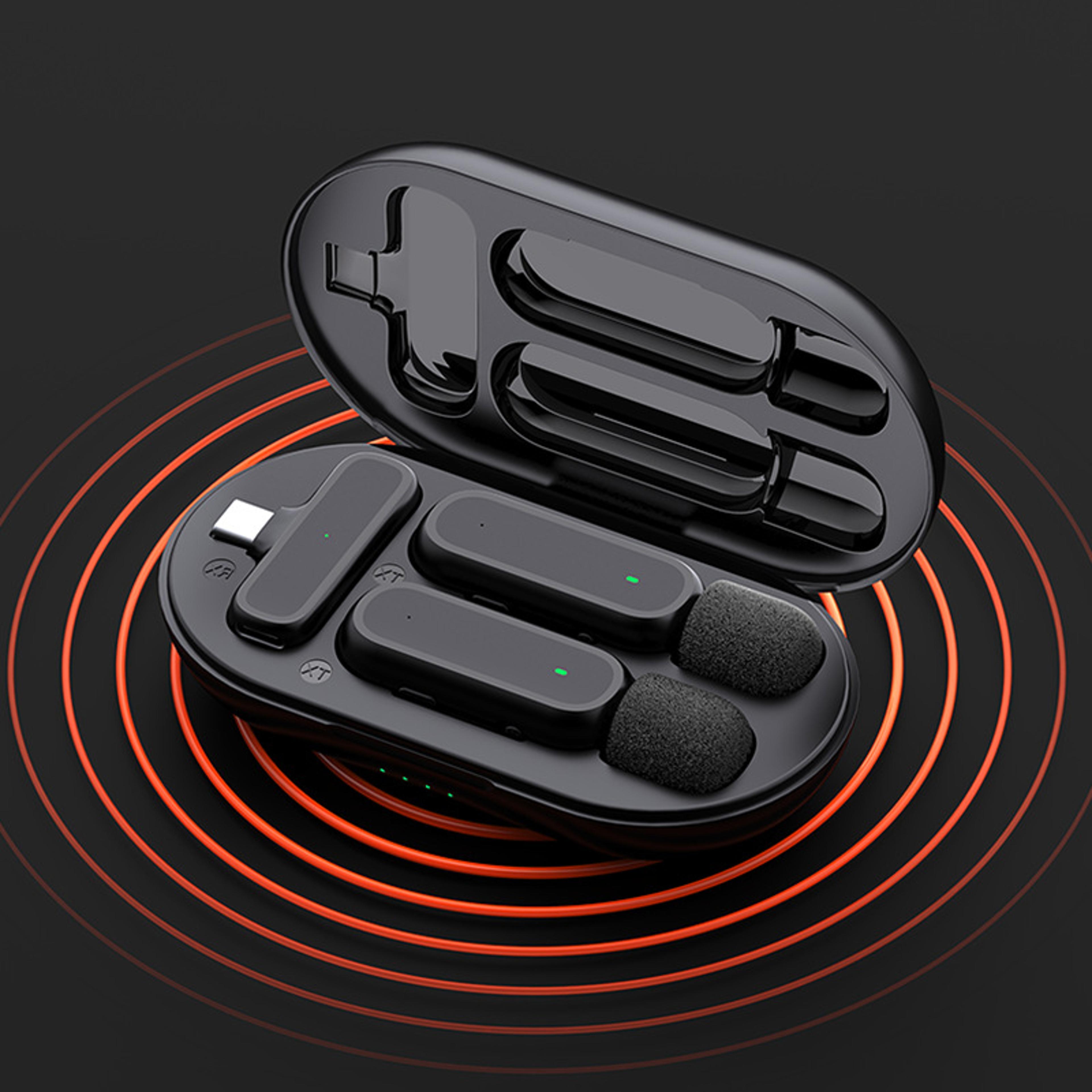 wireless lavalier microphone with charging case clip on mic for iphone android & video recording