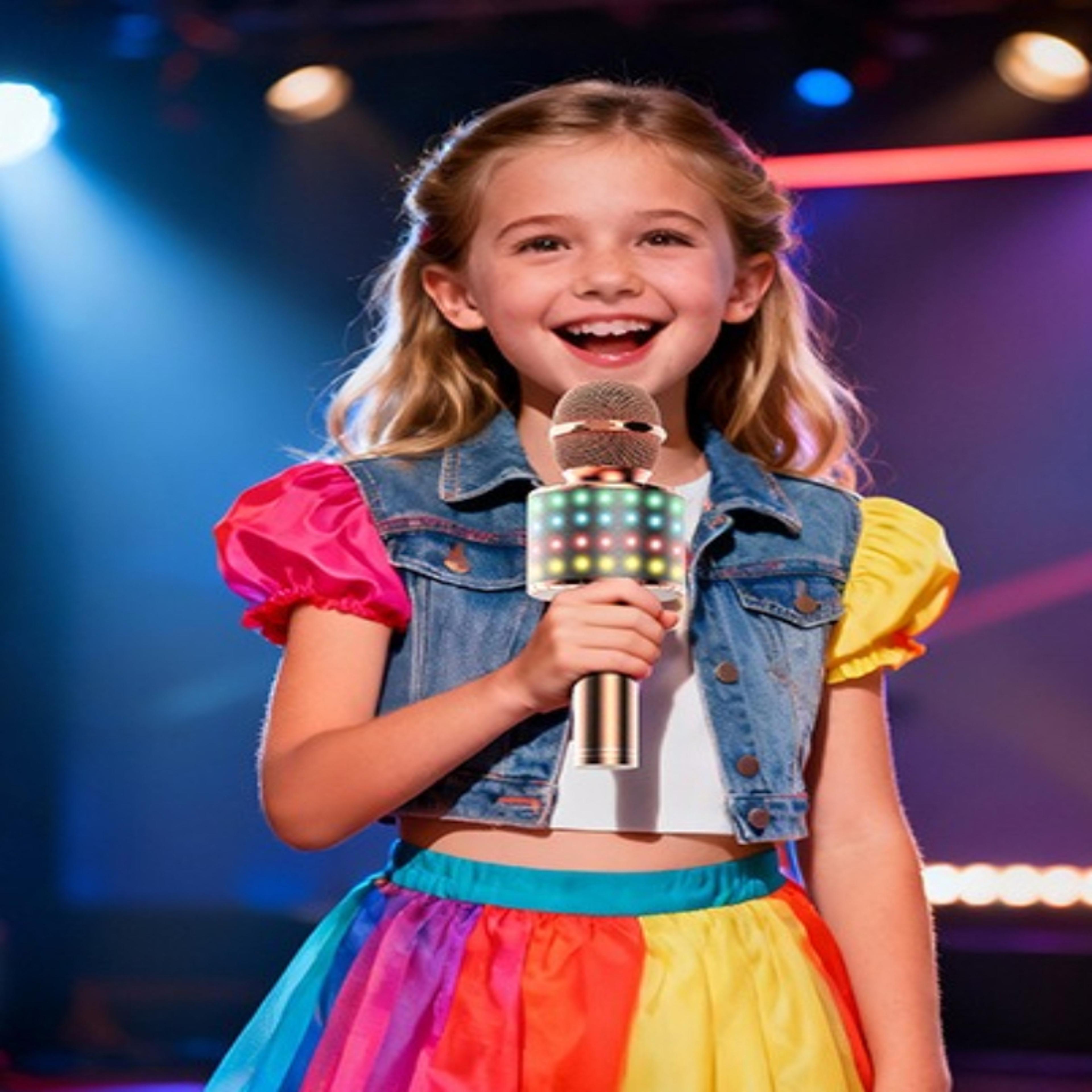 bluetooth karaoke microphone with screen wireless stereo singing mic for kids & adults