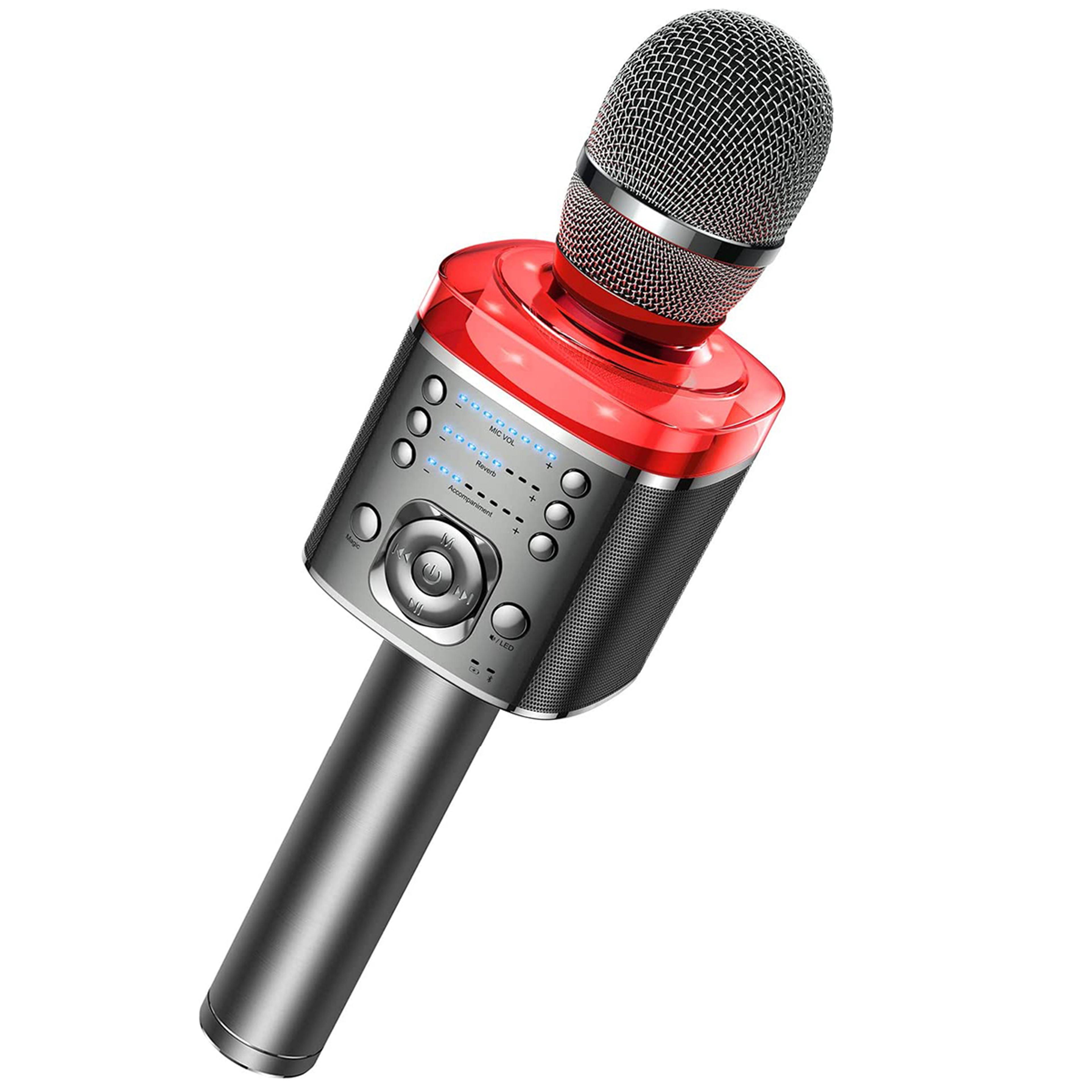 bluetooth karaoke microphone with led lights & magic voice wireless portable singing machine