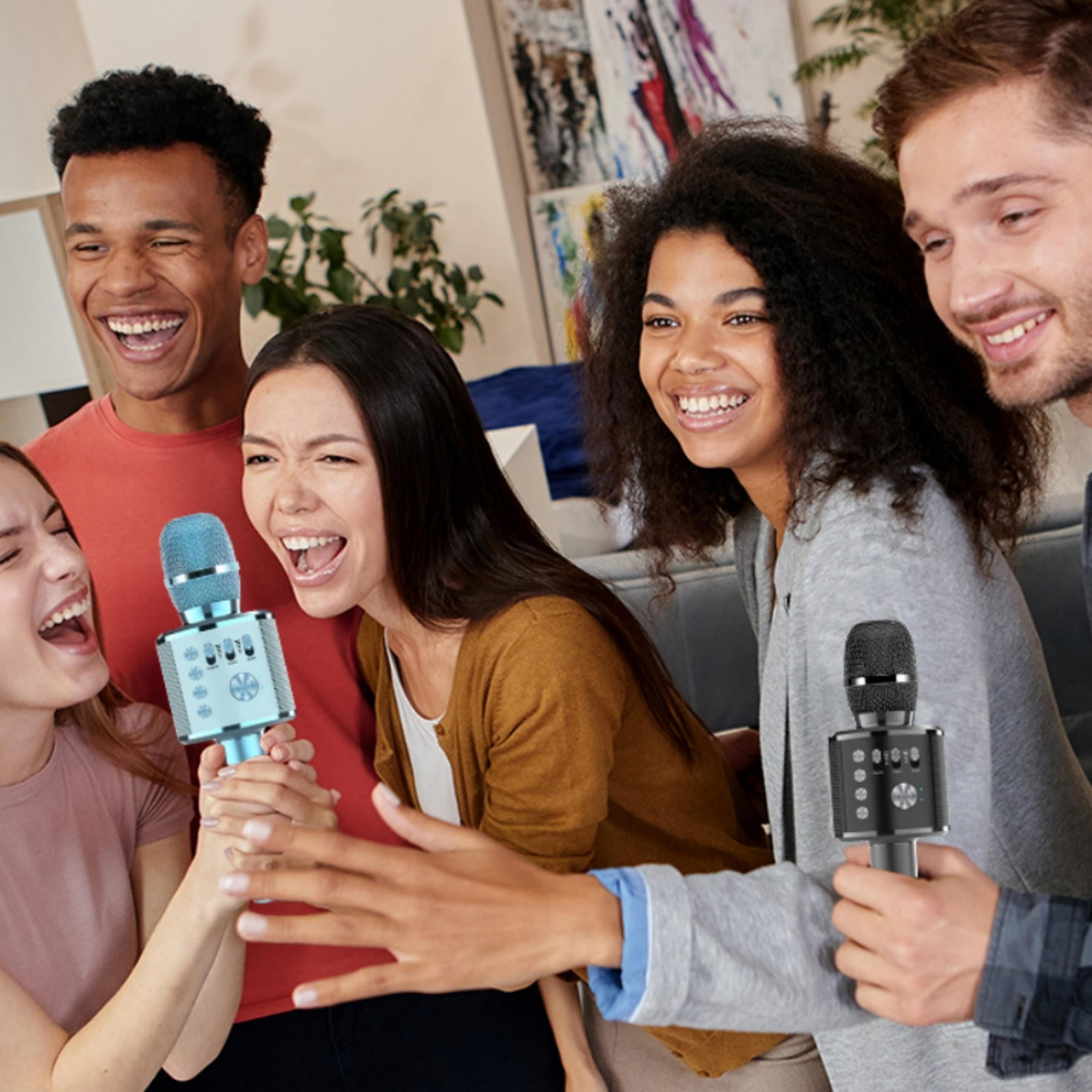 portable bluetooth karaoke microphone with wireless speaker for kids & family fun