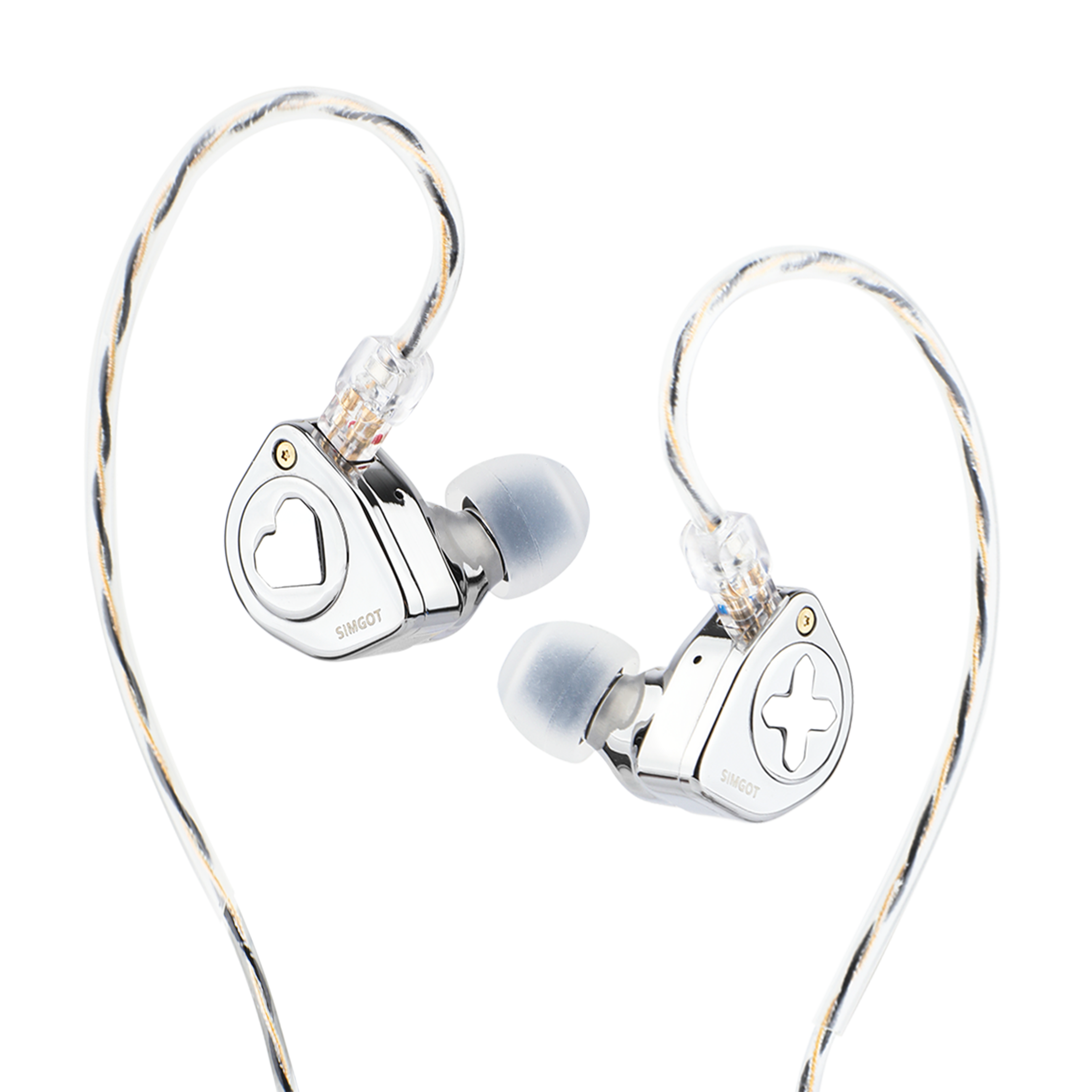 hybrid driver iem audiophile earphones with detachable nozzles & silver plated ofc cable
