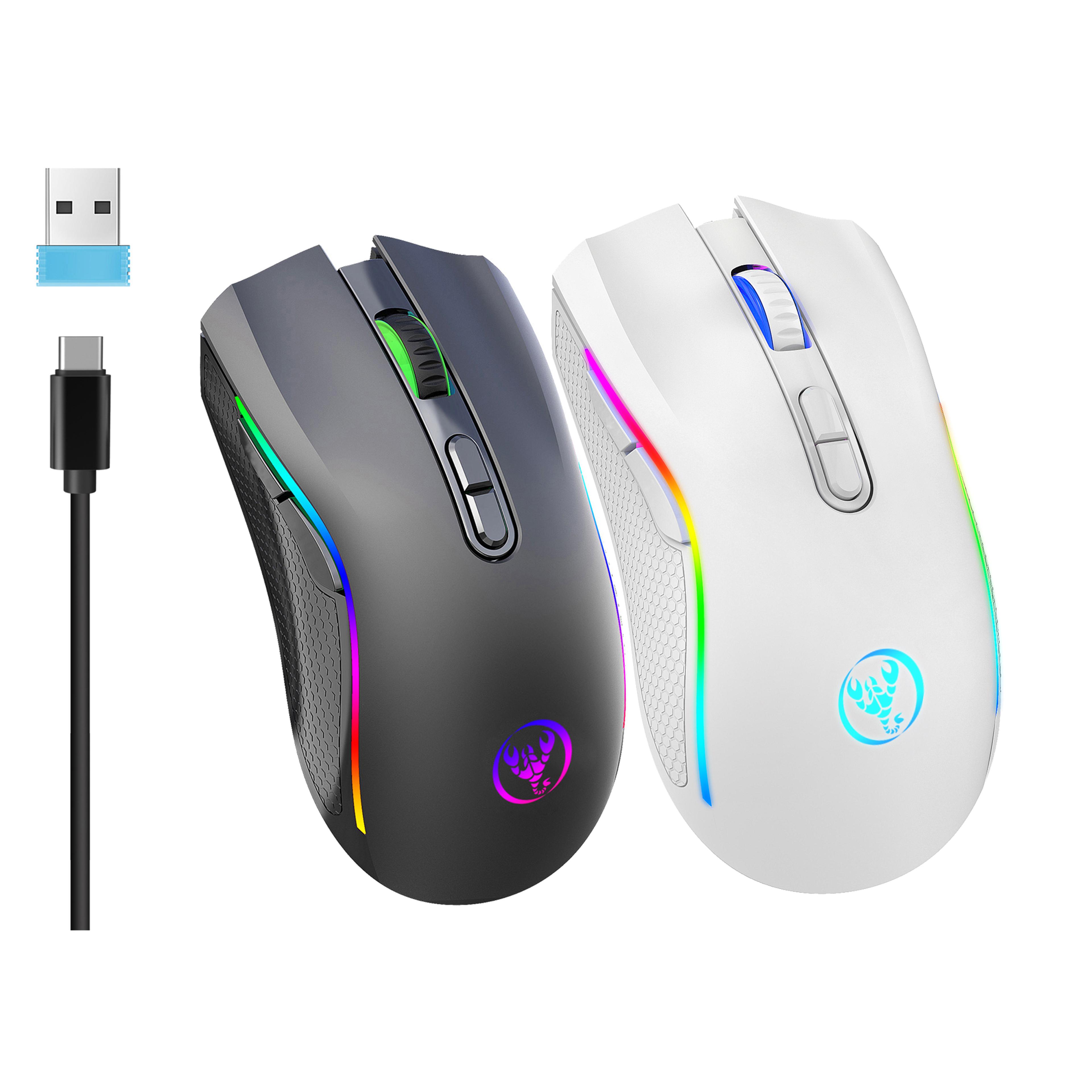 rechargeable wireless rgb gaming mouse ergonomic backlit mouse for pc & laptop